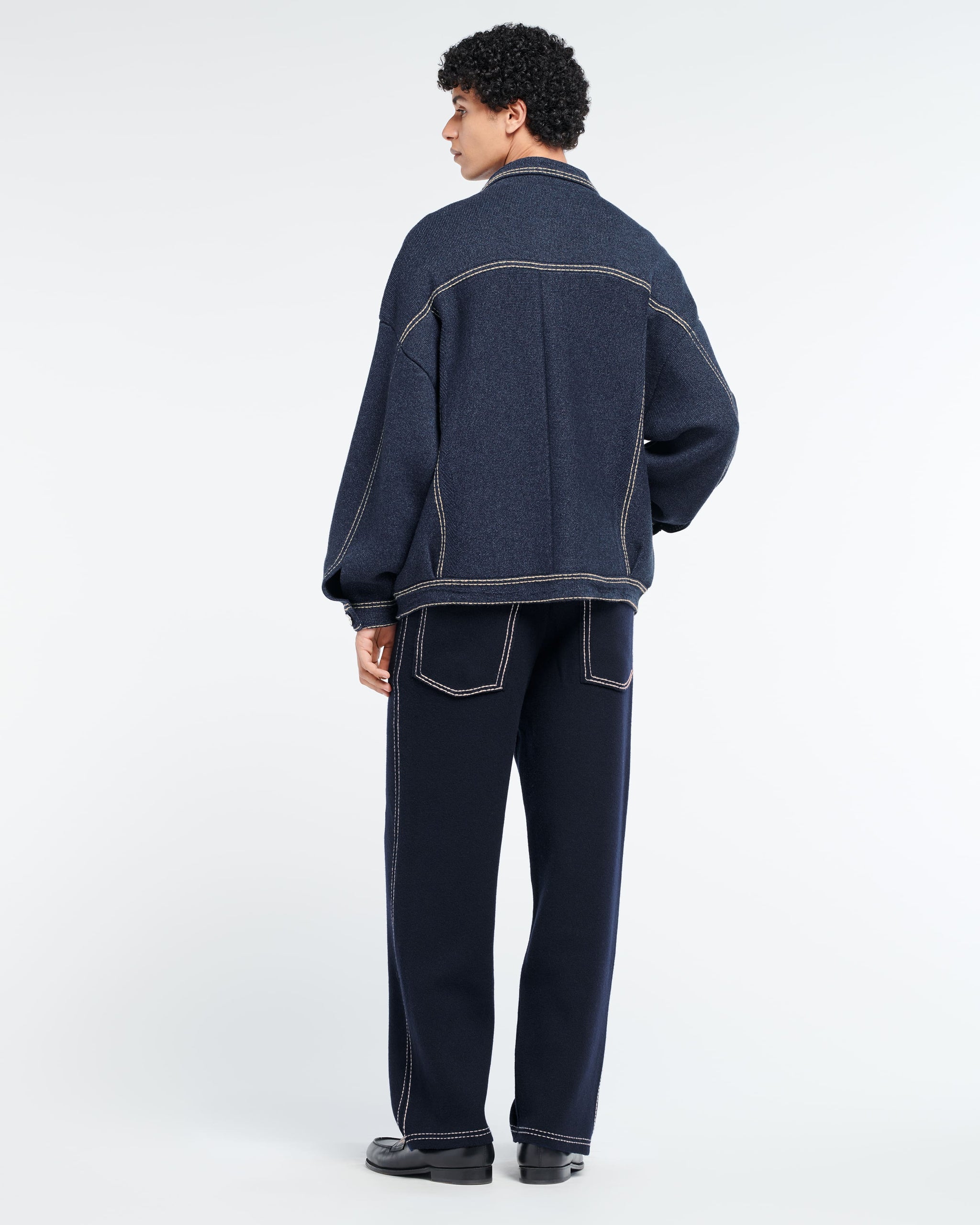 Denim oversized cashmere and cotton jacket | Barrie - Barrie