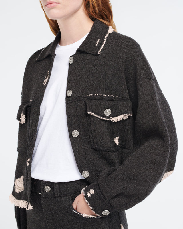 Veste Denim à franges en cachemire et coton | Barrie - Barrie