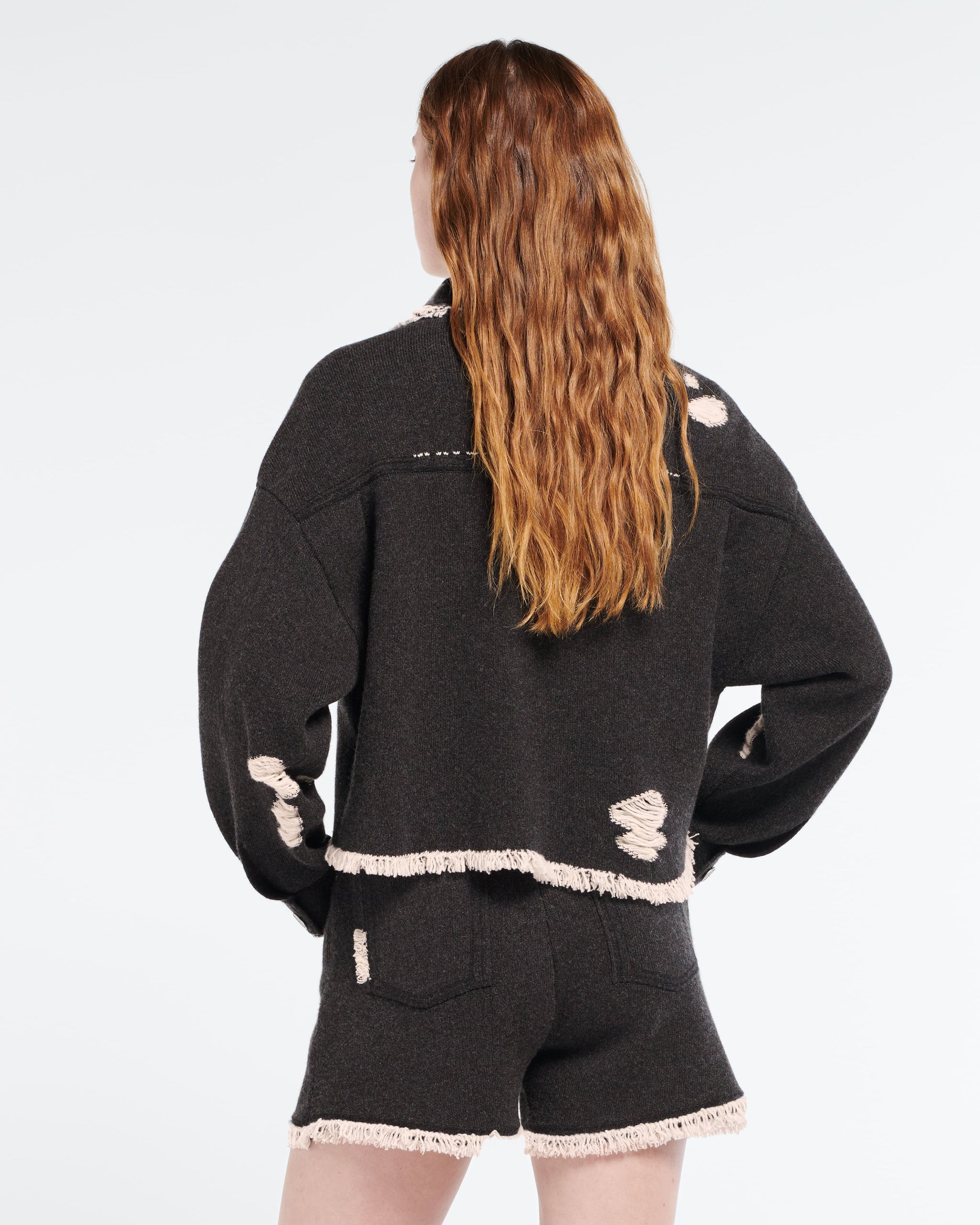 Veste Denim à franges en cachemire et coton | Barrie - Barrie