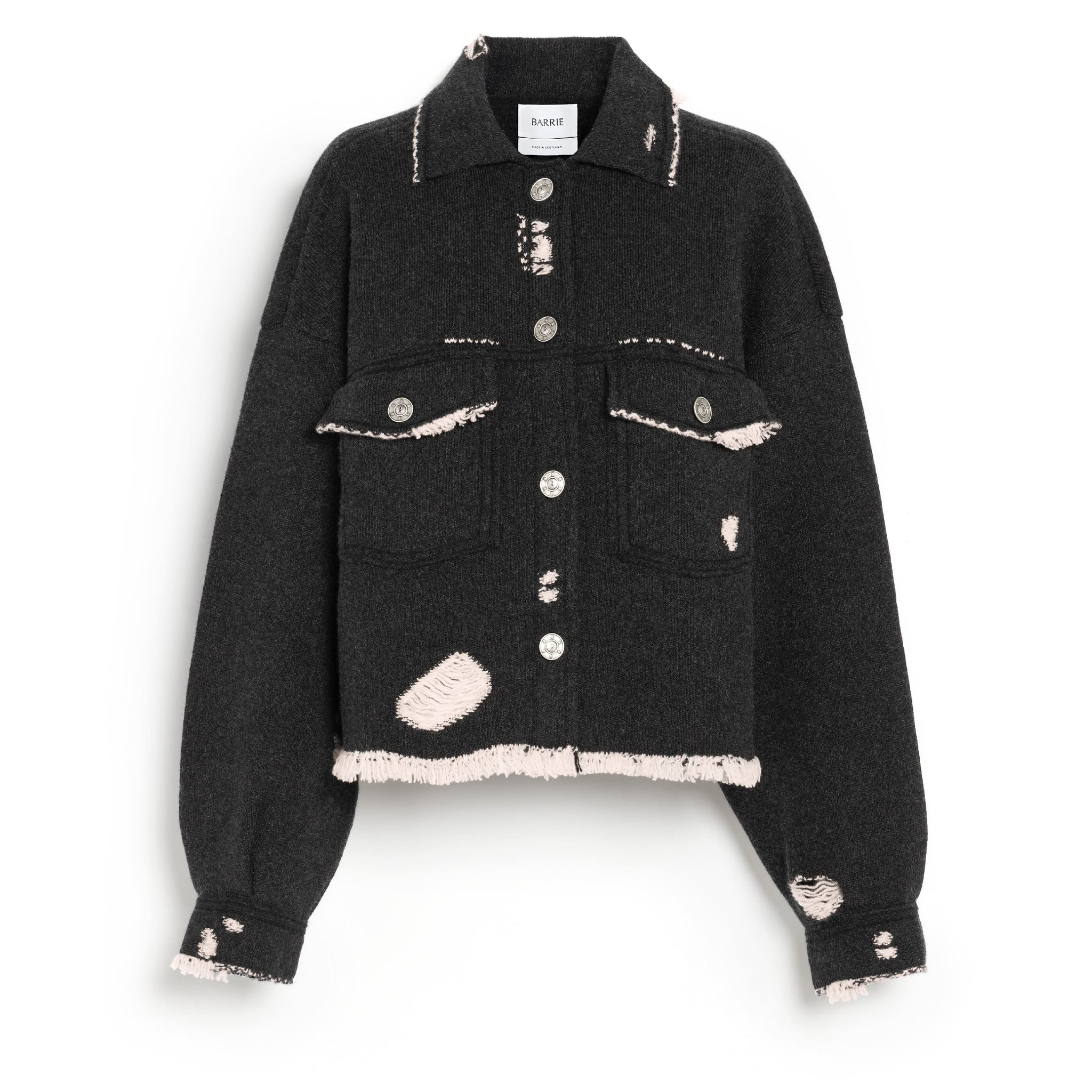 Denim fringed cashmere and cotton jacket | Barrie - Barrie