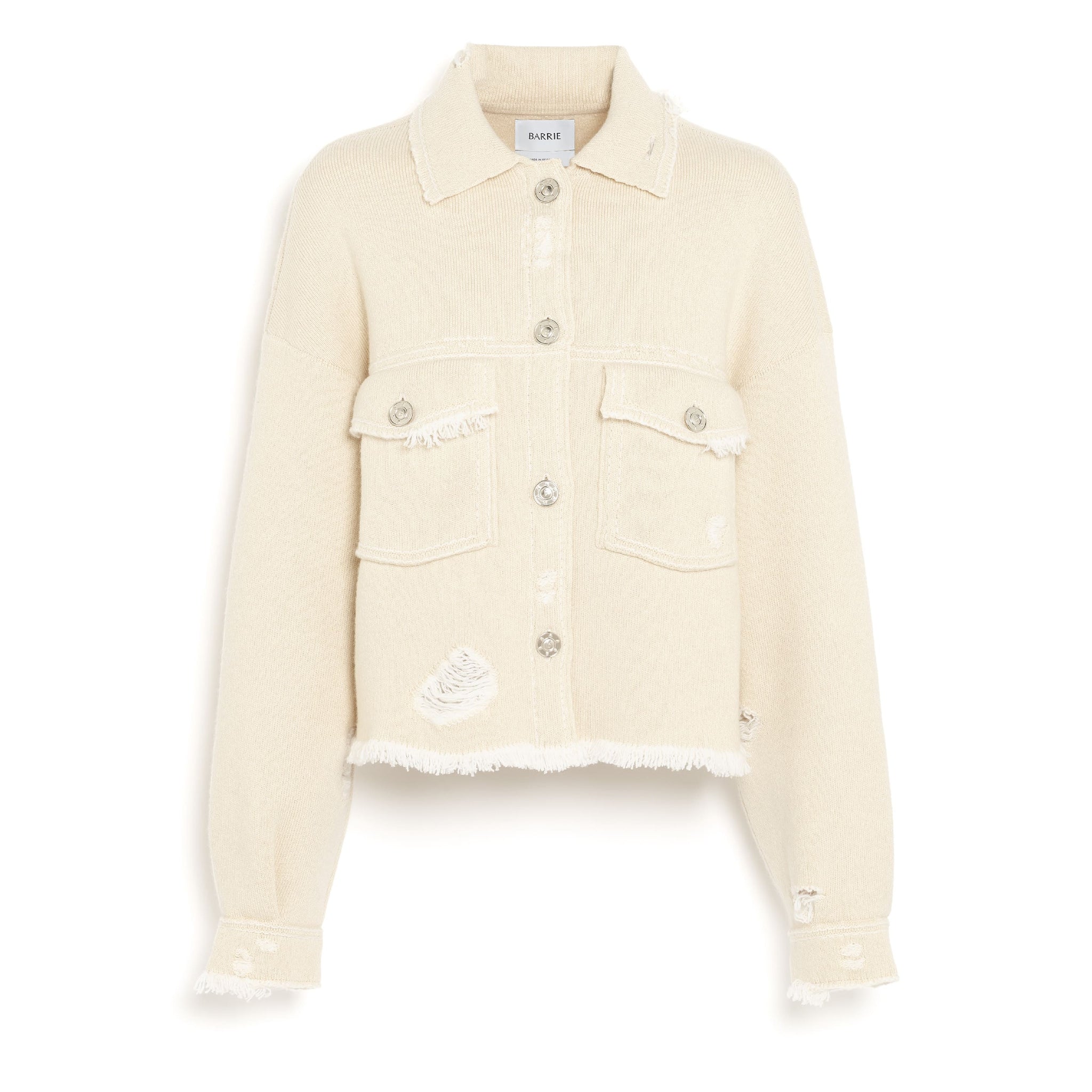 Denim fringed cashmere and cotton jacket | Barrie - Barrie