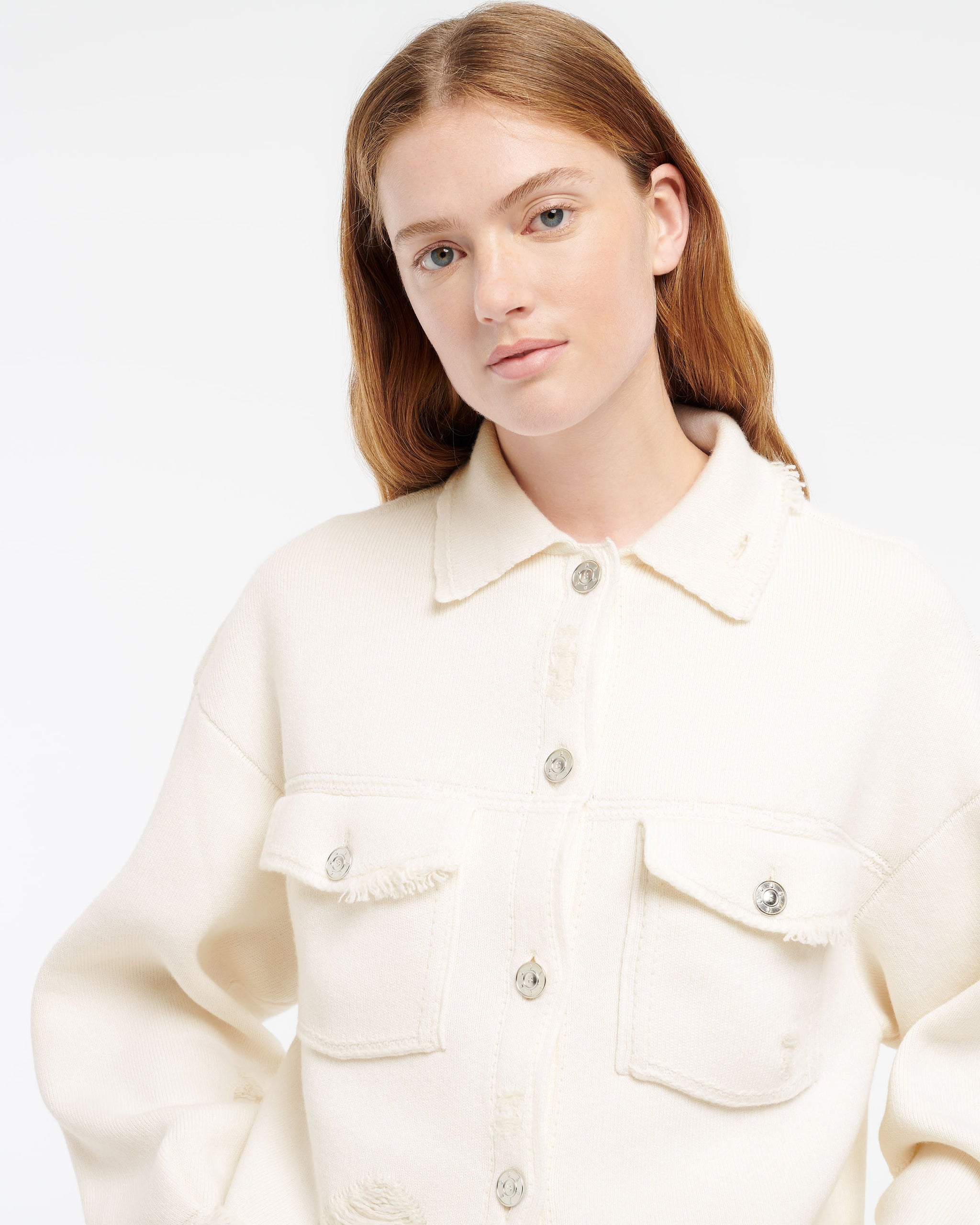 Denim fringed cashmere and cotton jacket | Barrie - Barrie