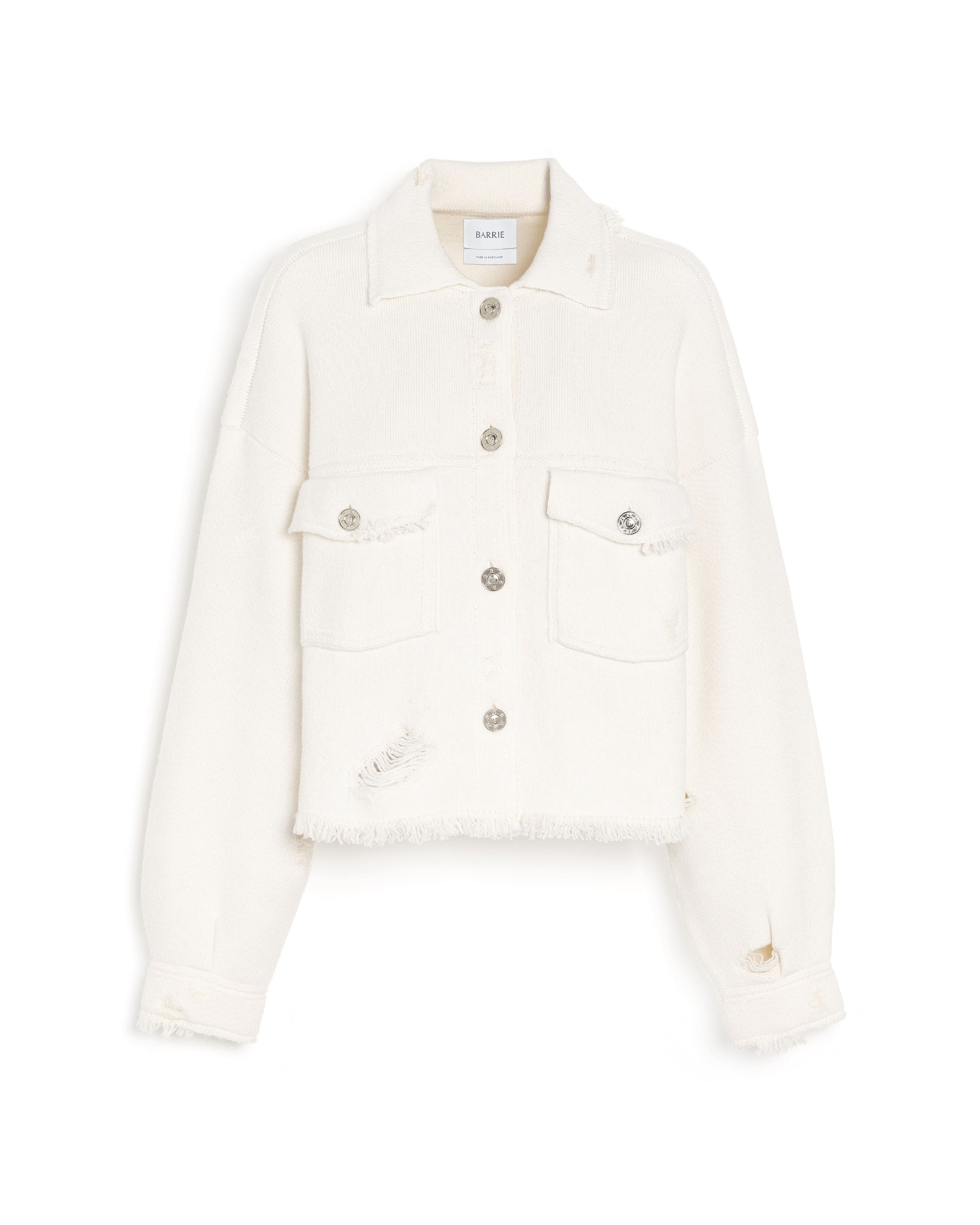 Denim fringed cashmere and cotton jacket | Barrie - Barrie