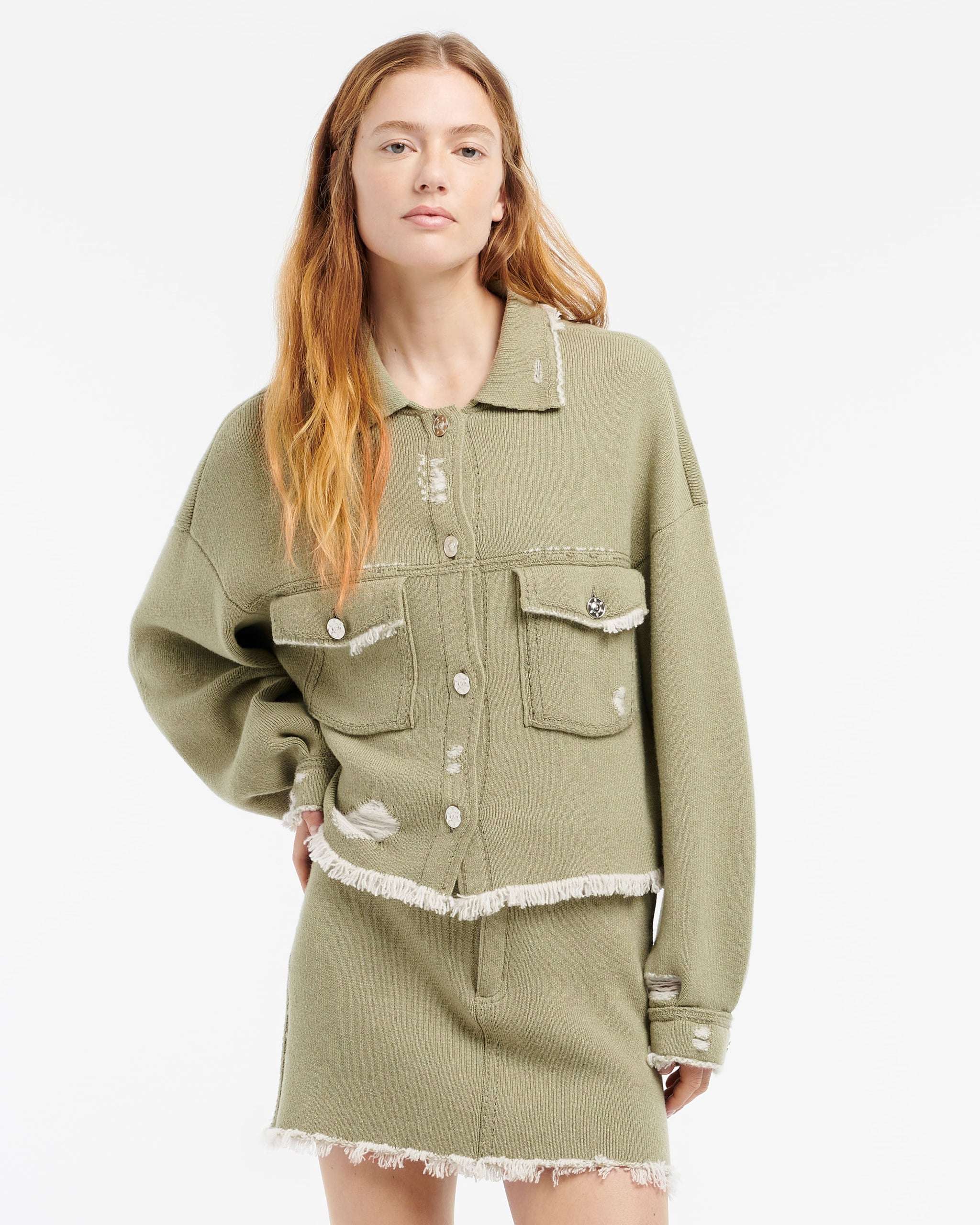 Veste Denim à franges en cachemire et coton | Barrie - Barrie