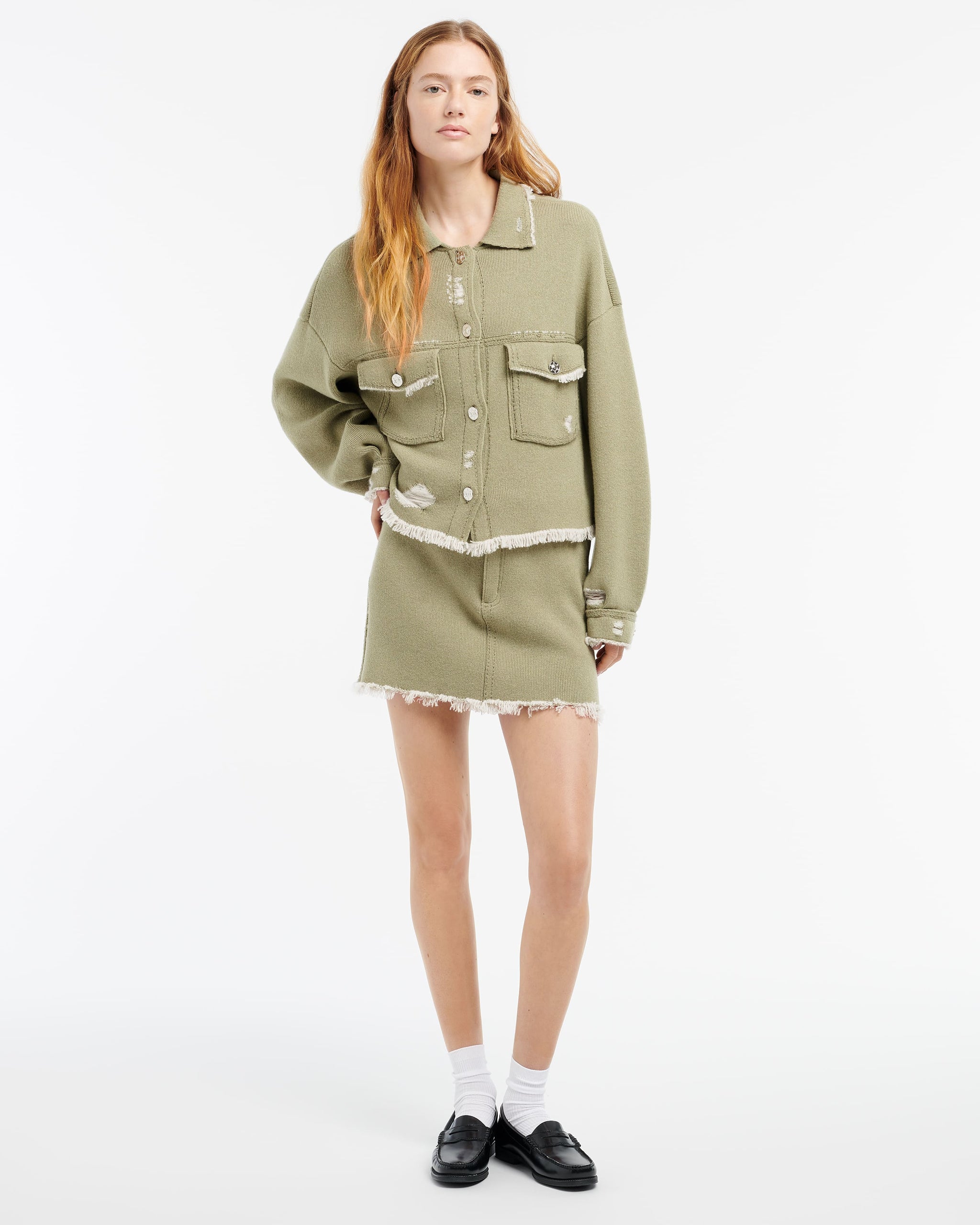 Veste Denim à franges en cachemire et coton | Barrie - Barrie