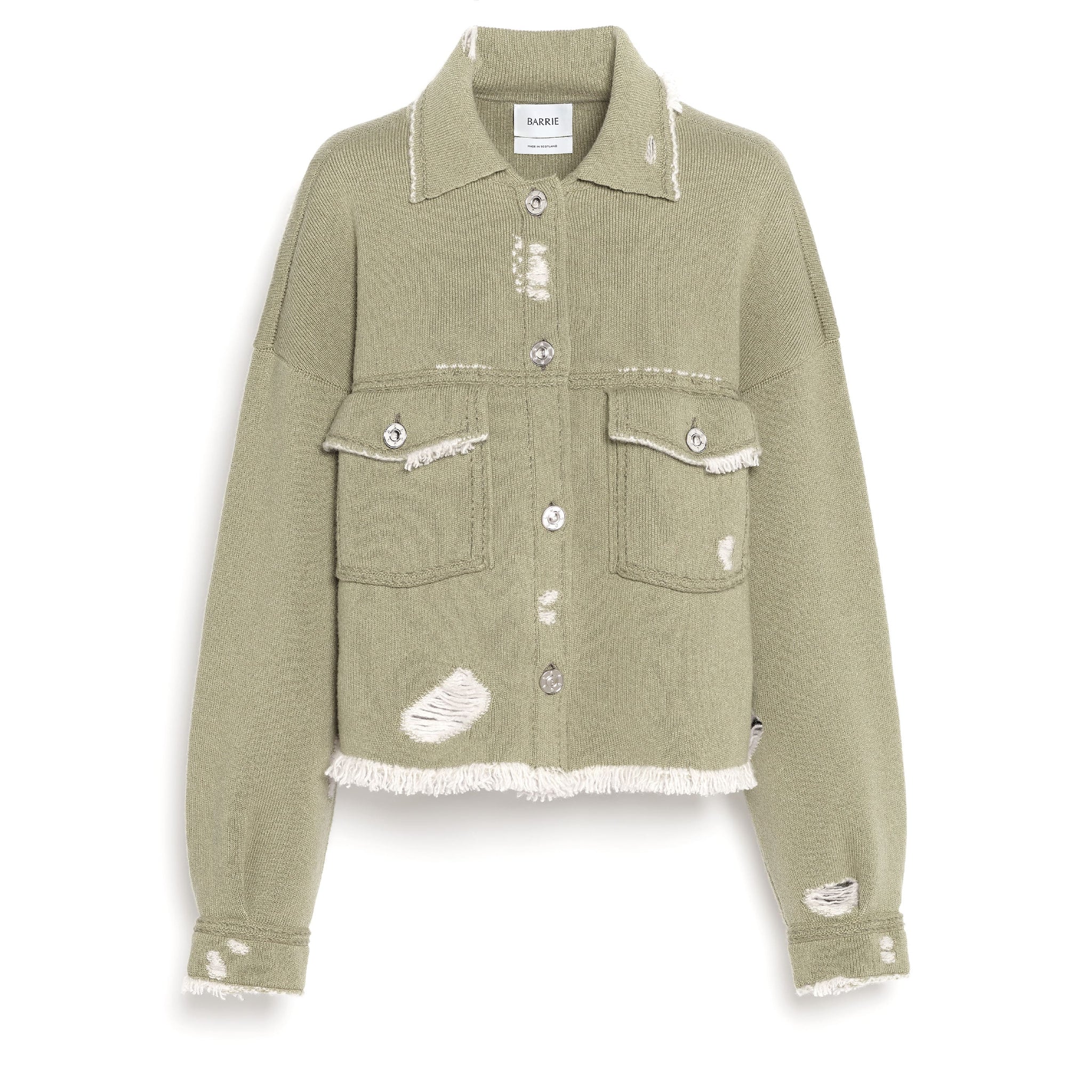 Denim fringed cashmere and cotton jacket | Barrie - Barrie