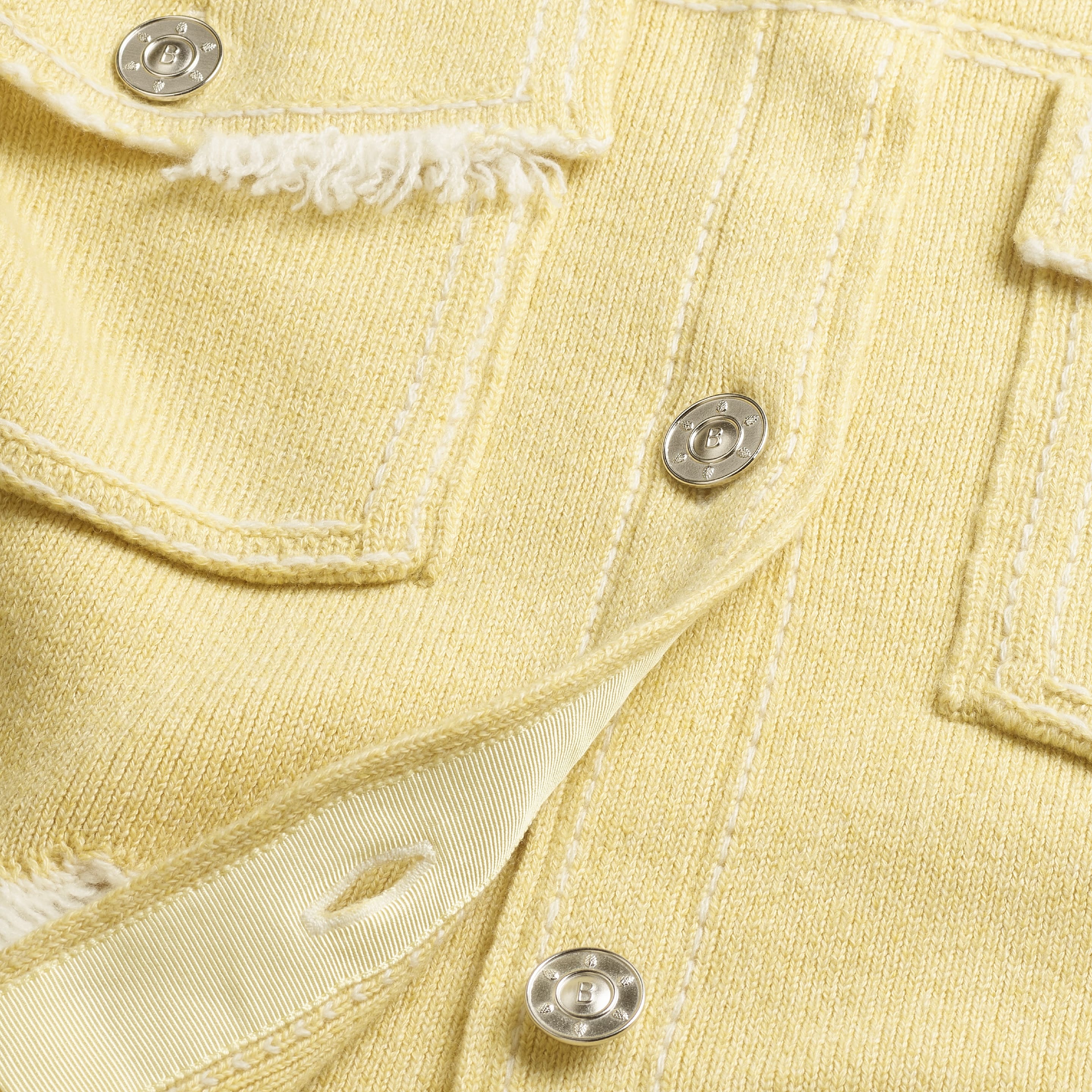 Denim fringed cashmere and cotton jacket – Barrie