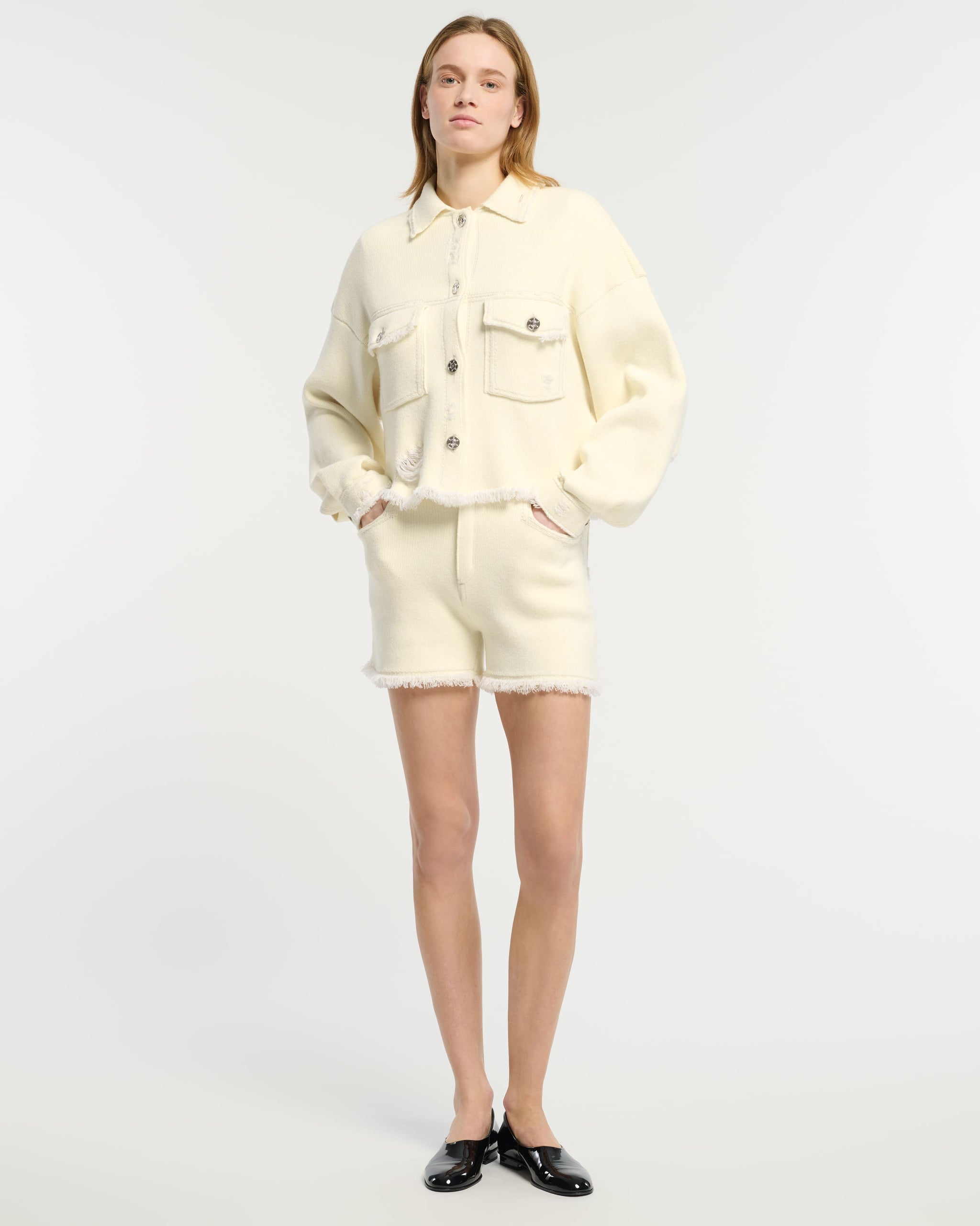 Veste Denim à franges en cachemire et coton | Barrie - Barrie