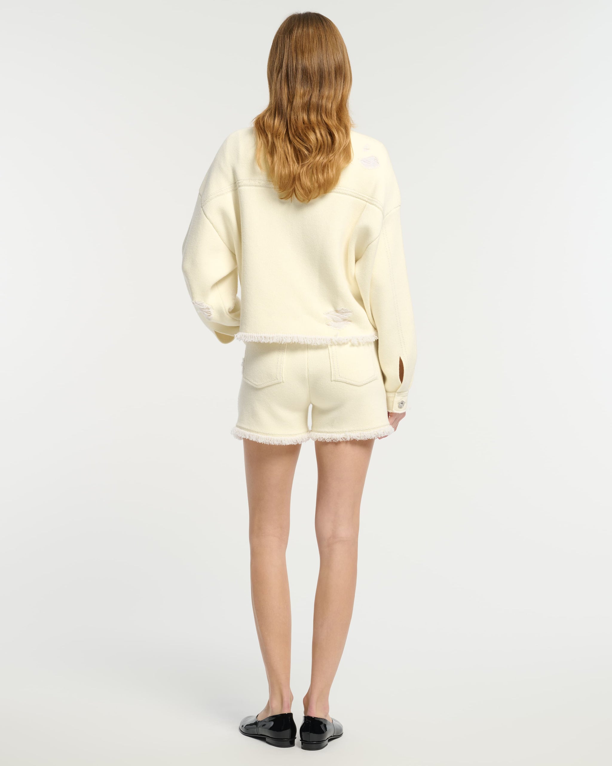 Veste Denim à franges en cachemire et coton | Barrie - Barrie