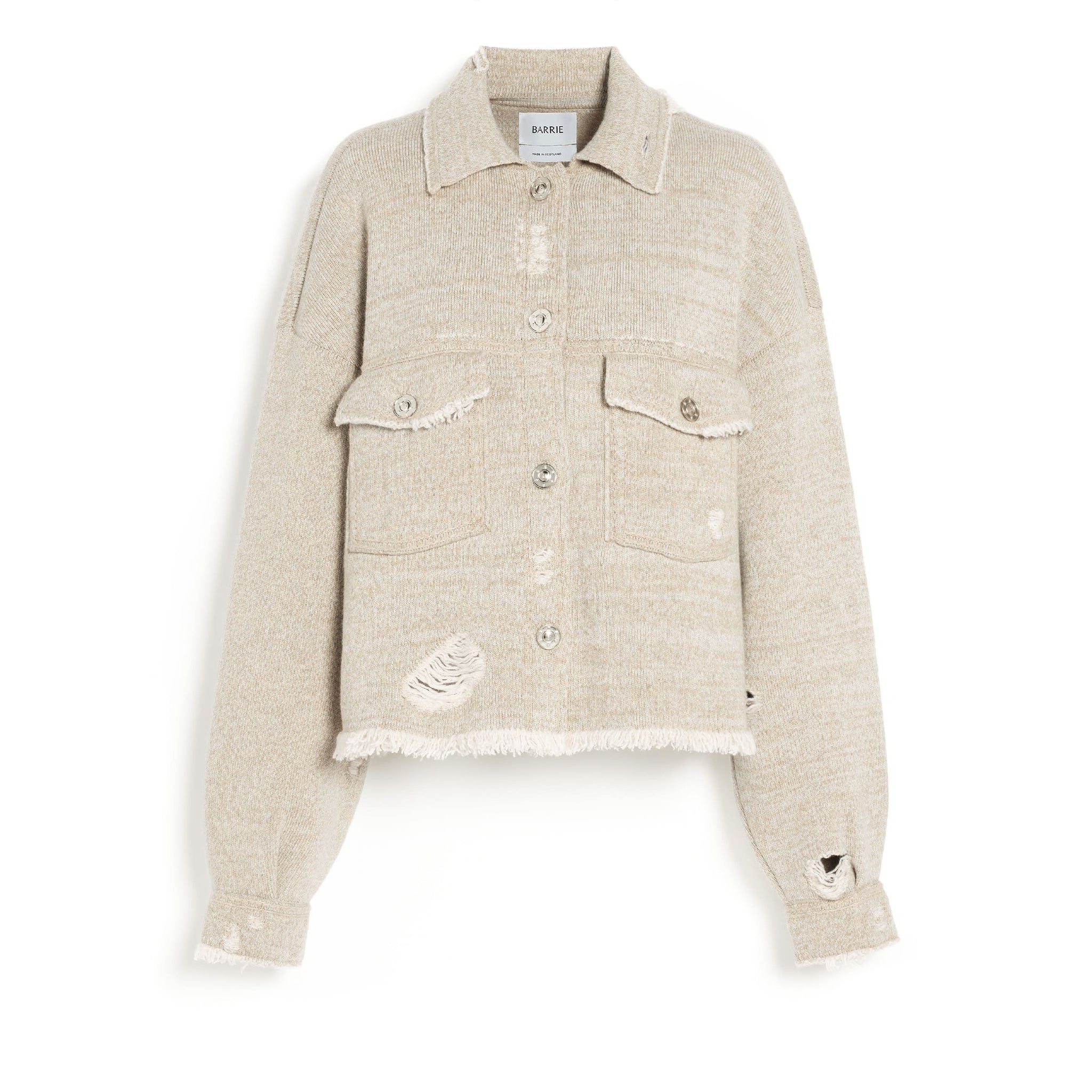 Denim fringed cashmere and cotton jacket | Barrie - Barrie