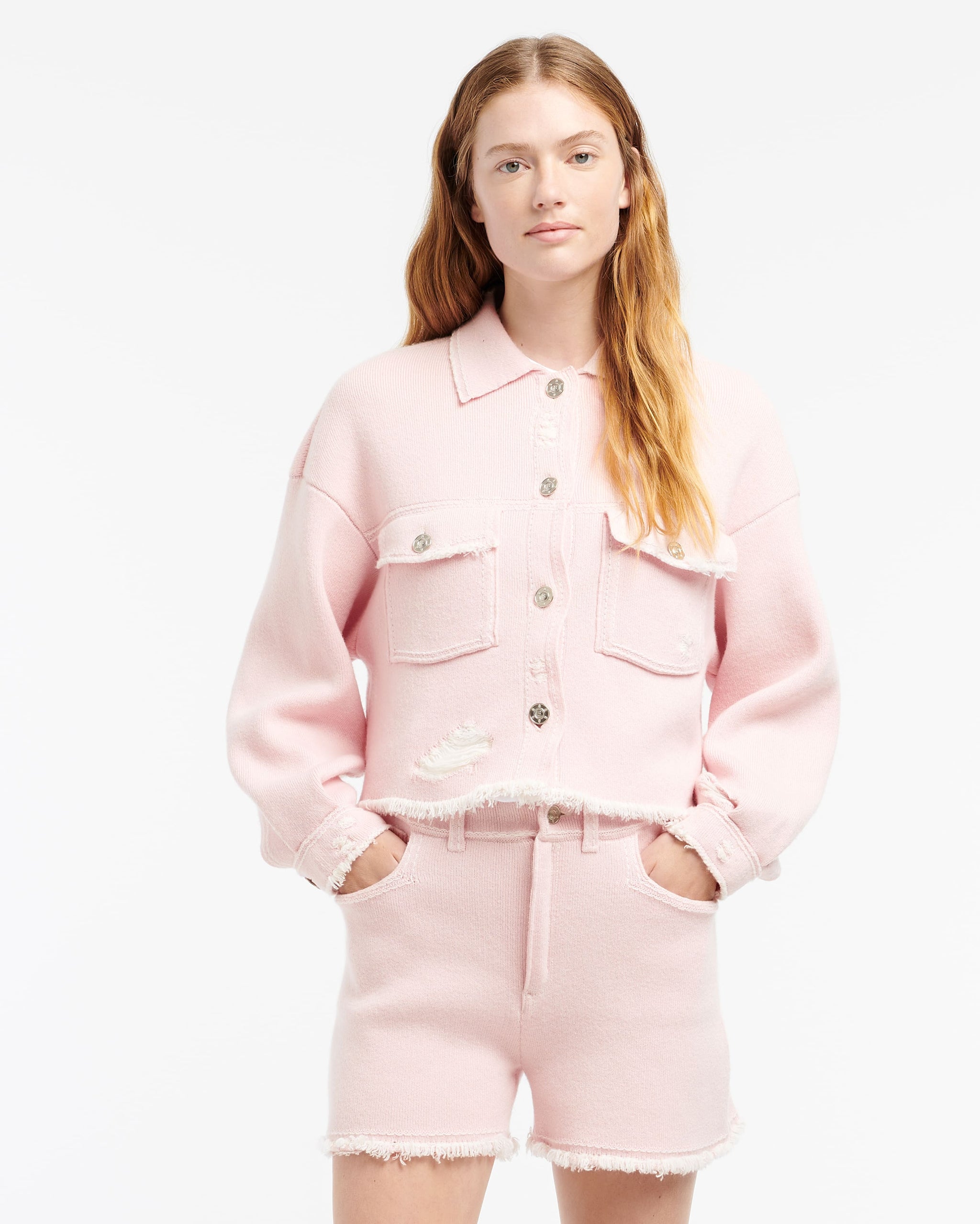 Veste Denim à franges en cachemire et coton | Barrie - Barrie