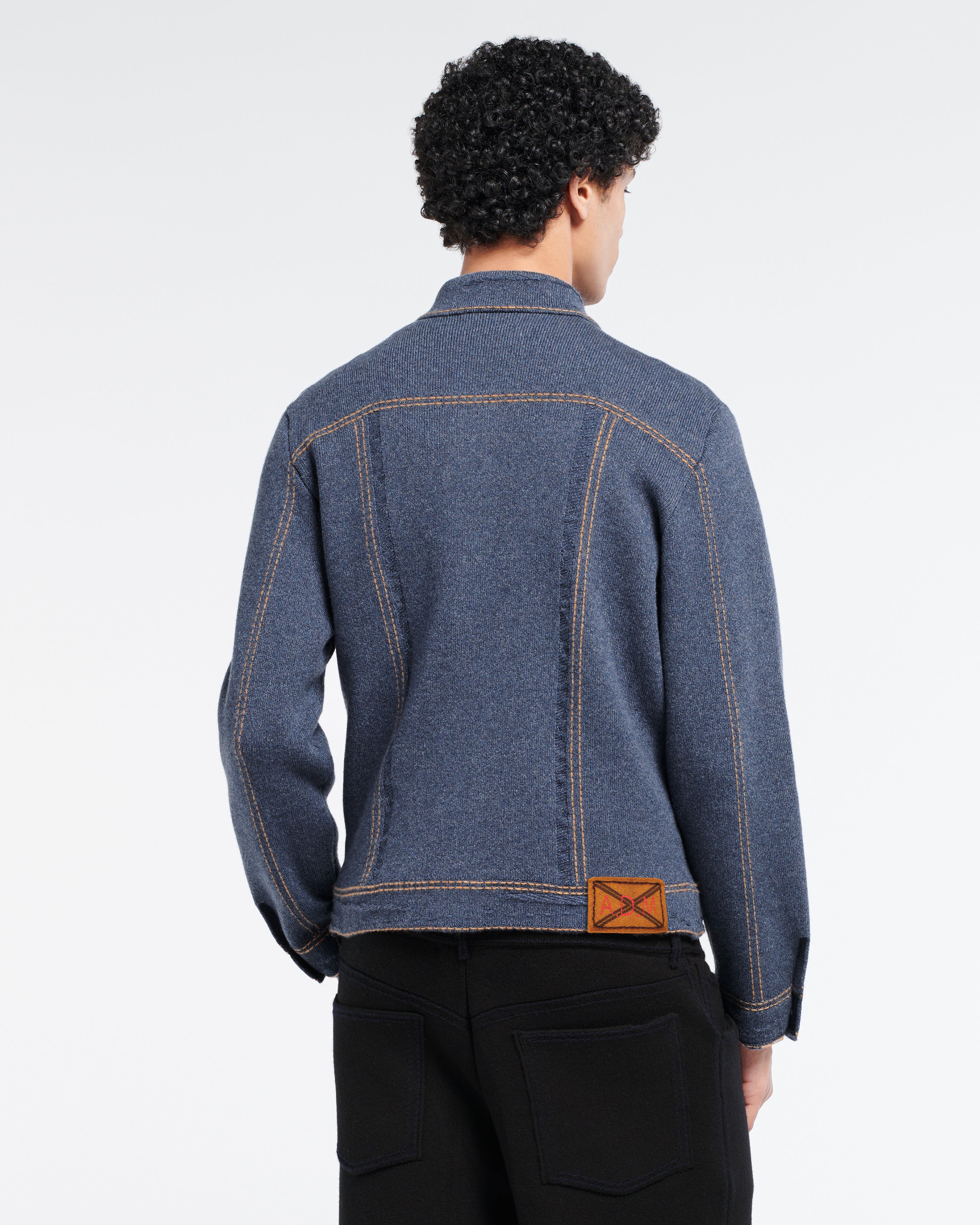 Denim fitted cashmere and cotton jacket – Barrie