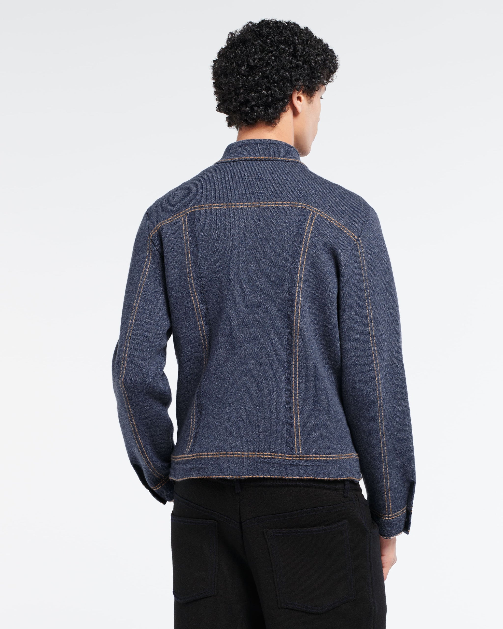 Denim fitted cashmere and cotton jacket | Barrie - Barrie