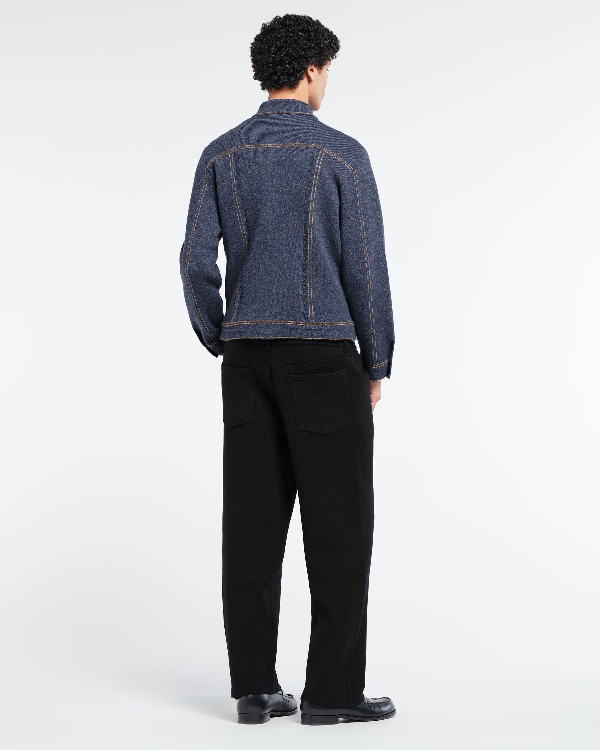 Denim fitted cashmere and cotton jacket | Barrie - Barrie