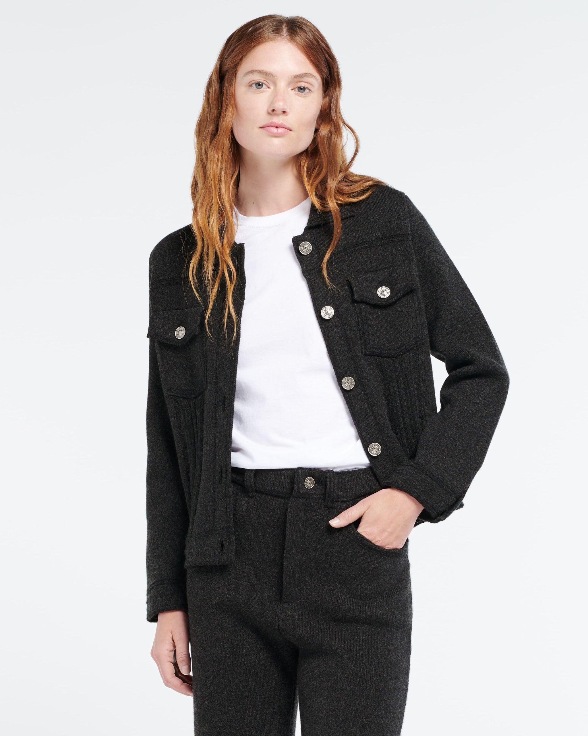 Veste Denim en cachemire et coton à coupe droite | Barrie - Barrie