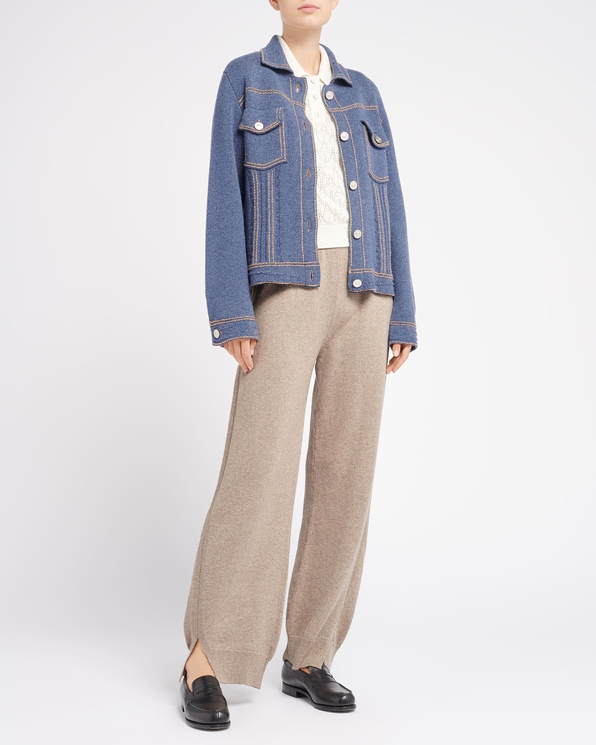 Denim regular cashmere and cotton jacket – Barrie.com