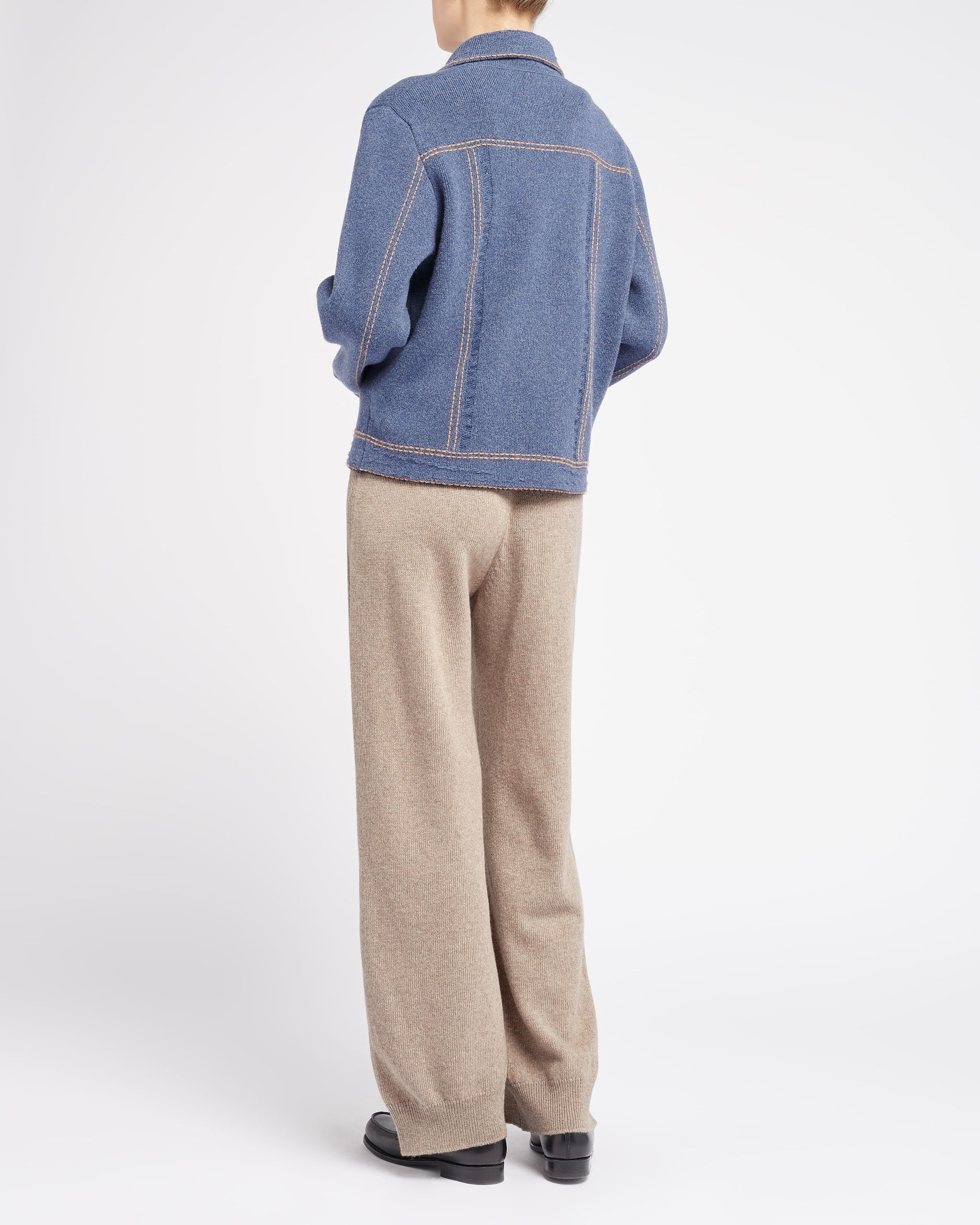 Denim regular cashmere and cotton jacket – Barrie.com