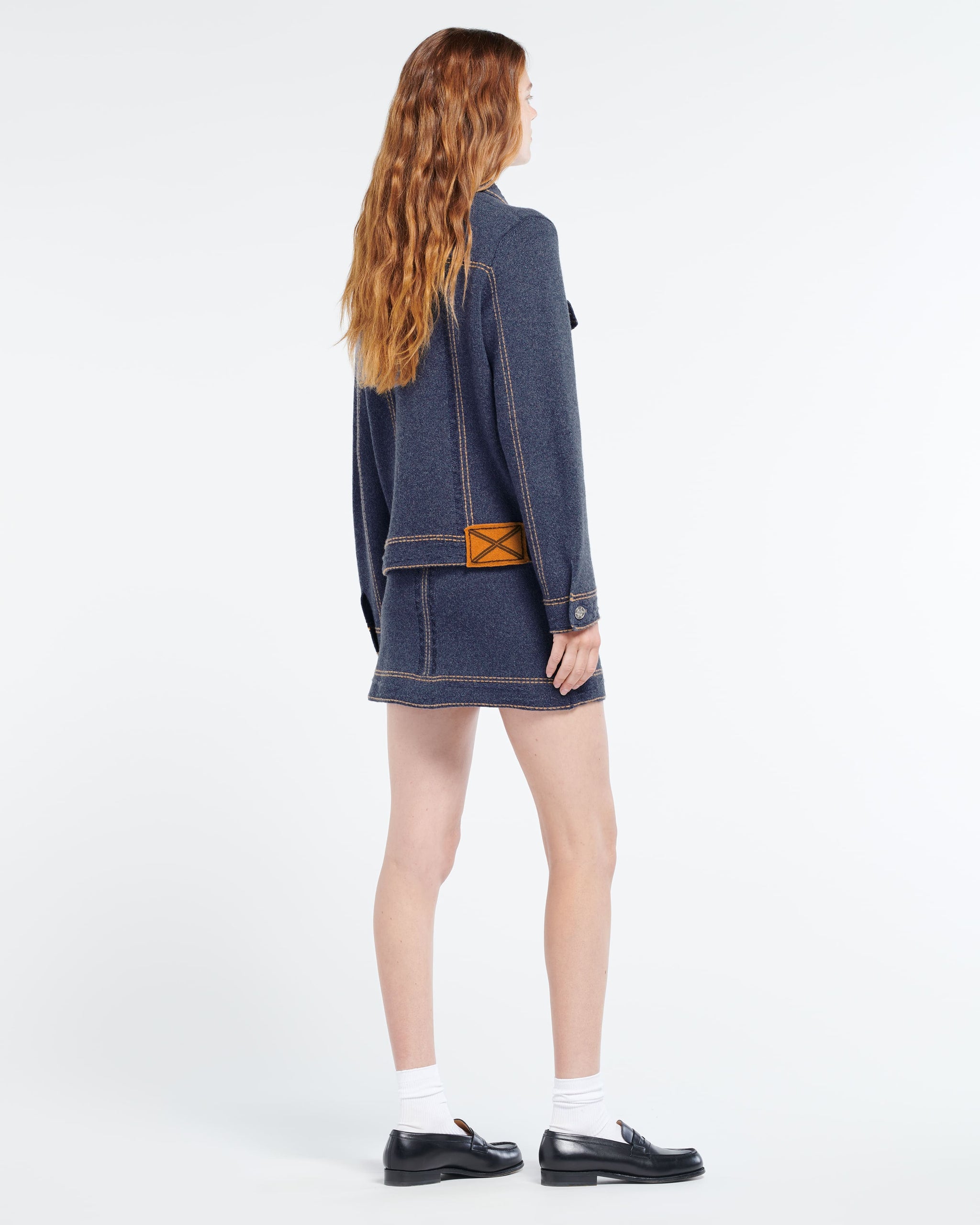 Veste Denim en cachemire et coton à coupe droite | Barrie - Barrie