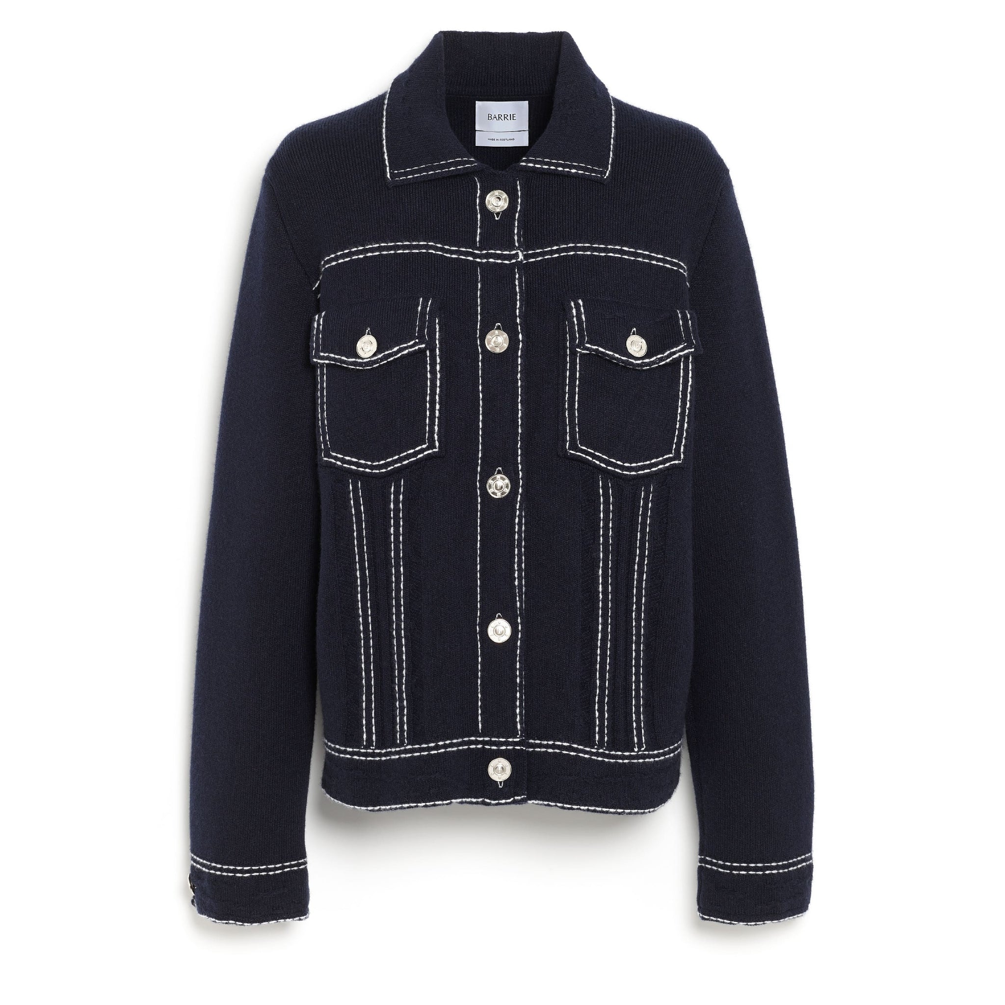 Denim regular cashmere and cotton jacket | Barrie - Barrie