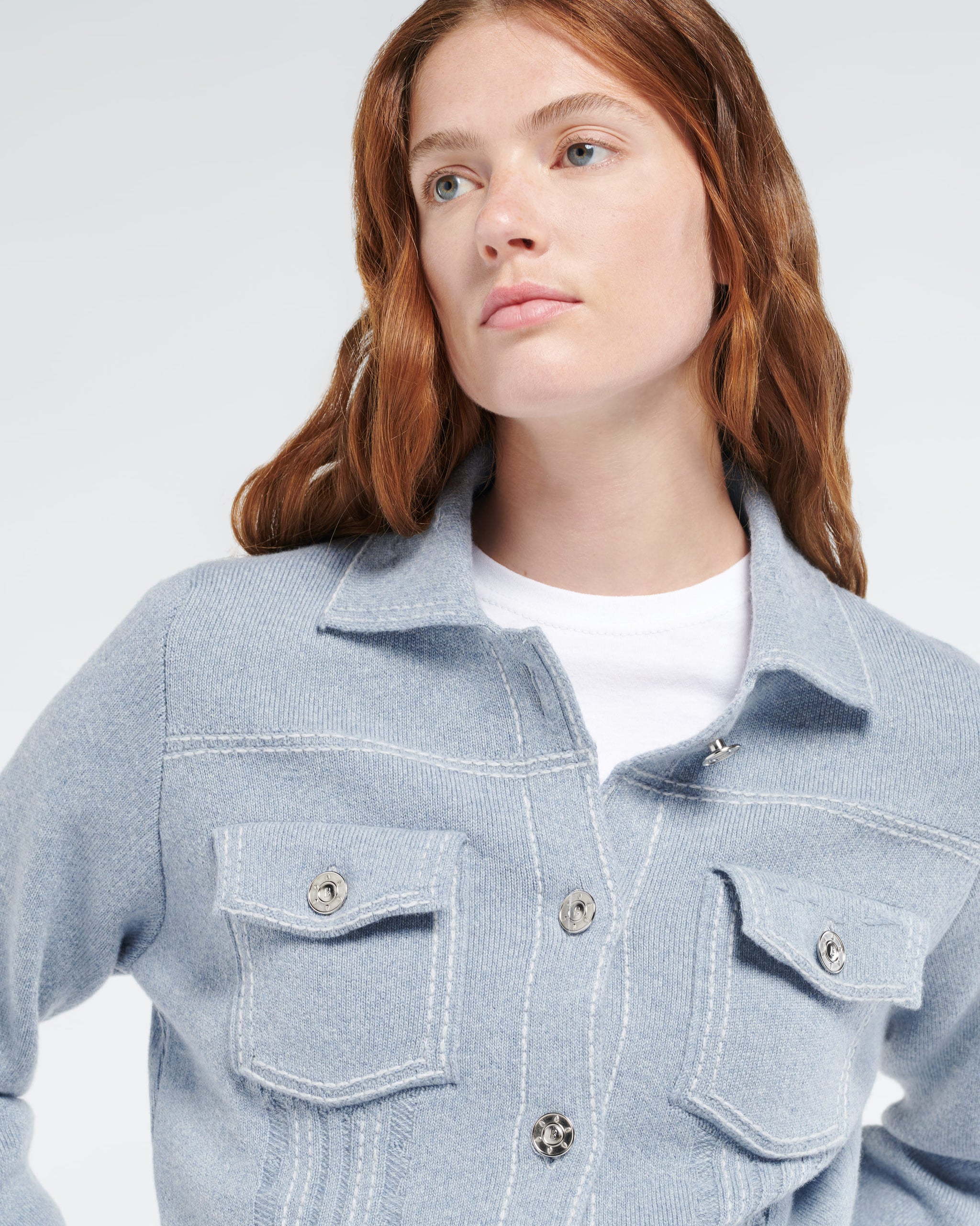 Denim regular cashmere and cotton jacket | Barrie - Barrie