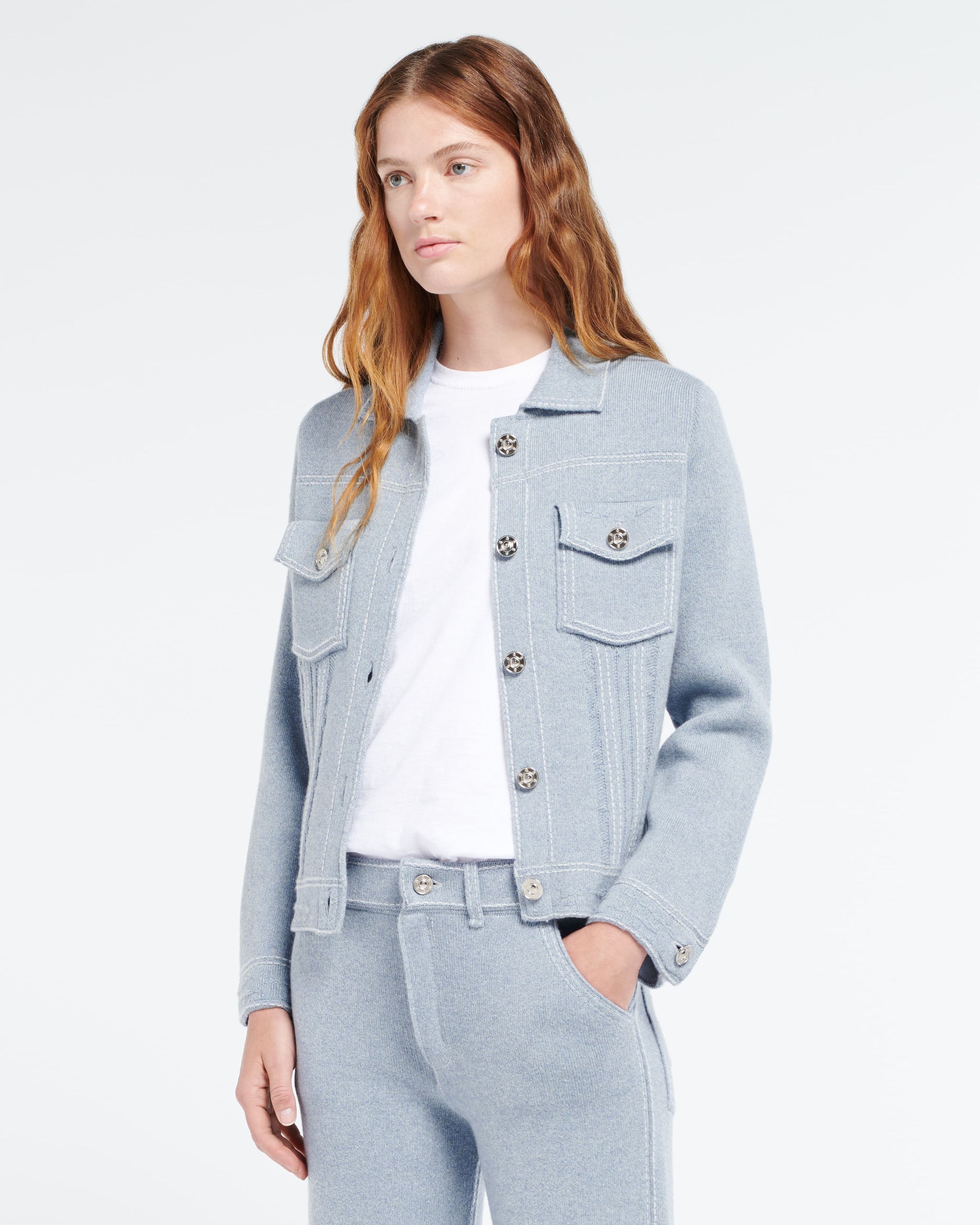 캐시미어 & 면 스트레이트 컷 데님 재킷 | Barrie - Barrie