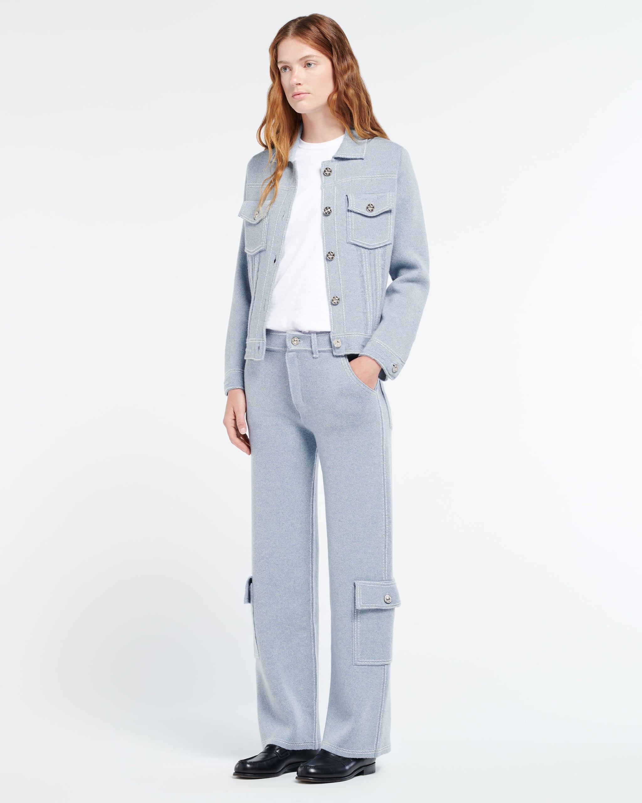 캐시미어 & 면 스트레이트 컷 데님 재킷 | Barrie - Barrie