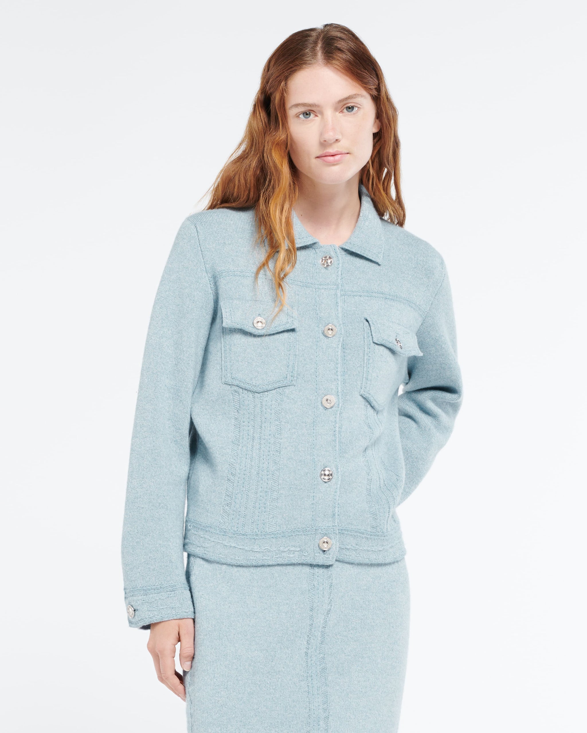 Veste Denim en cachemire et coton à coupe droite | Barrie - Barrie