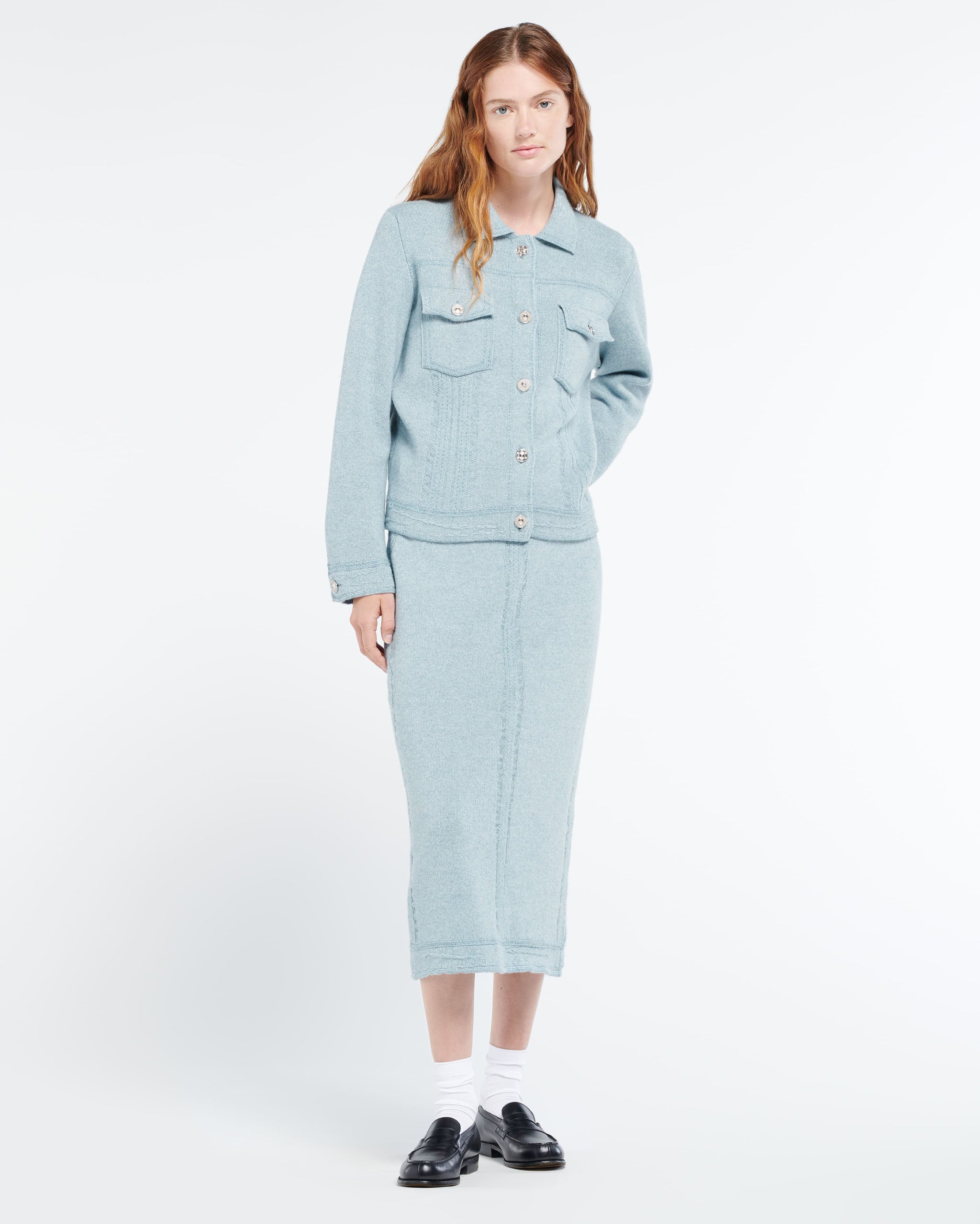 Veste Denim en cachemire et coton à coupe droite | Barrie - Barrie