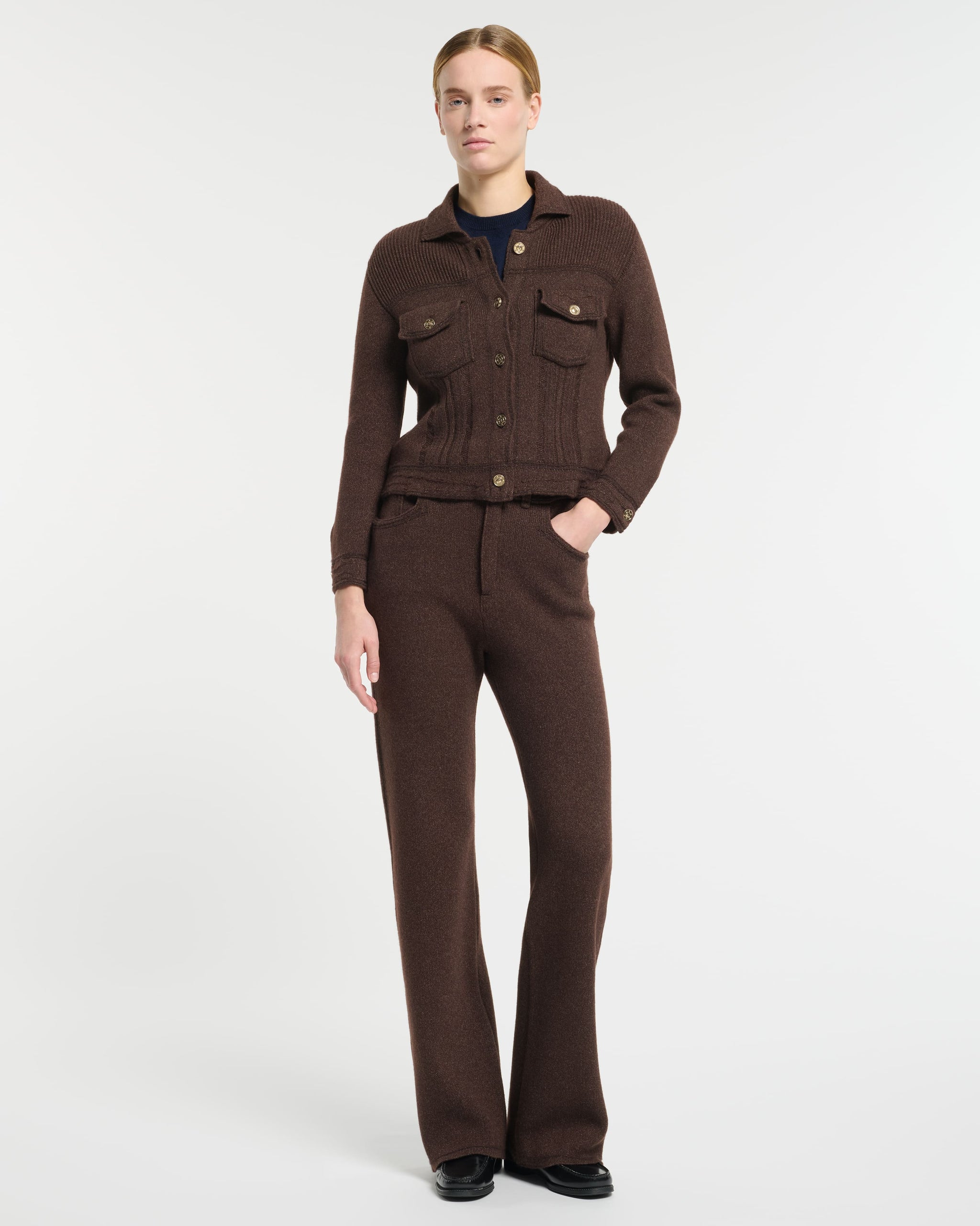 Denim fitted cashmere and cotton jacket | Barrie - Barrie