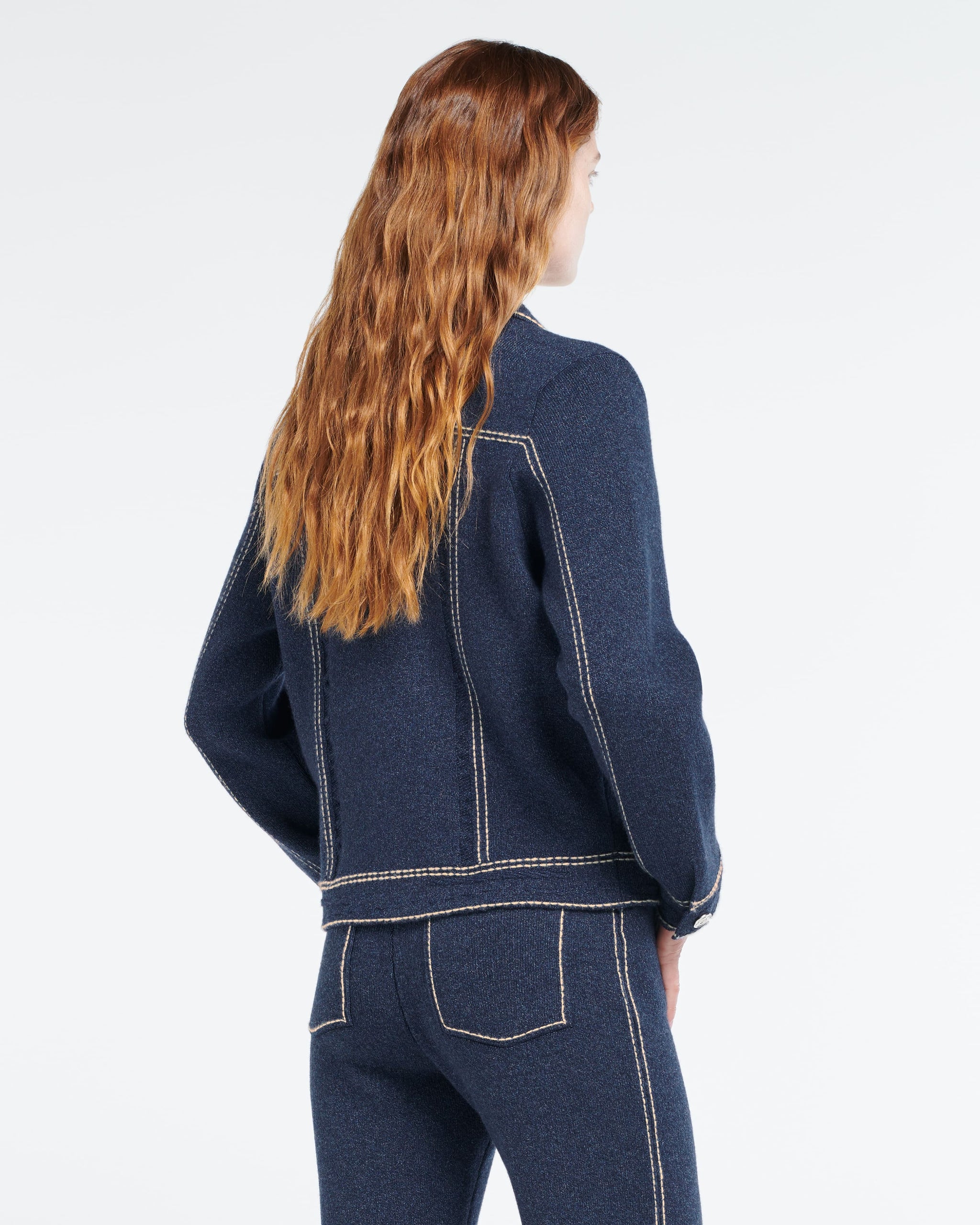 Veste Denim en cachemire et coton à coupe droite | Barrie - Barrie