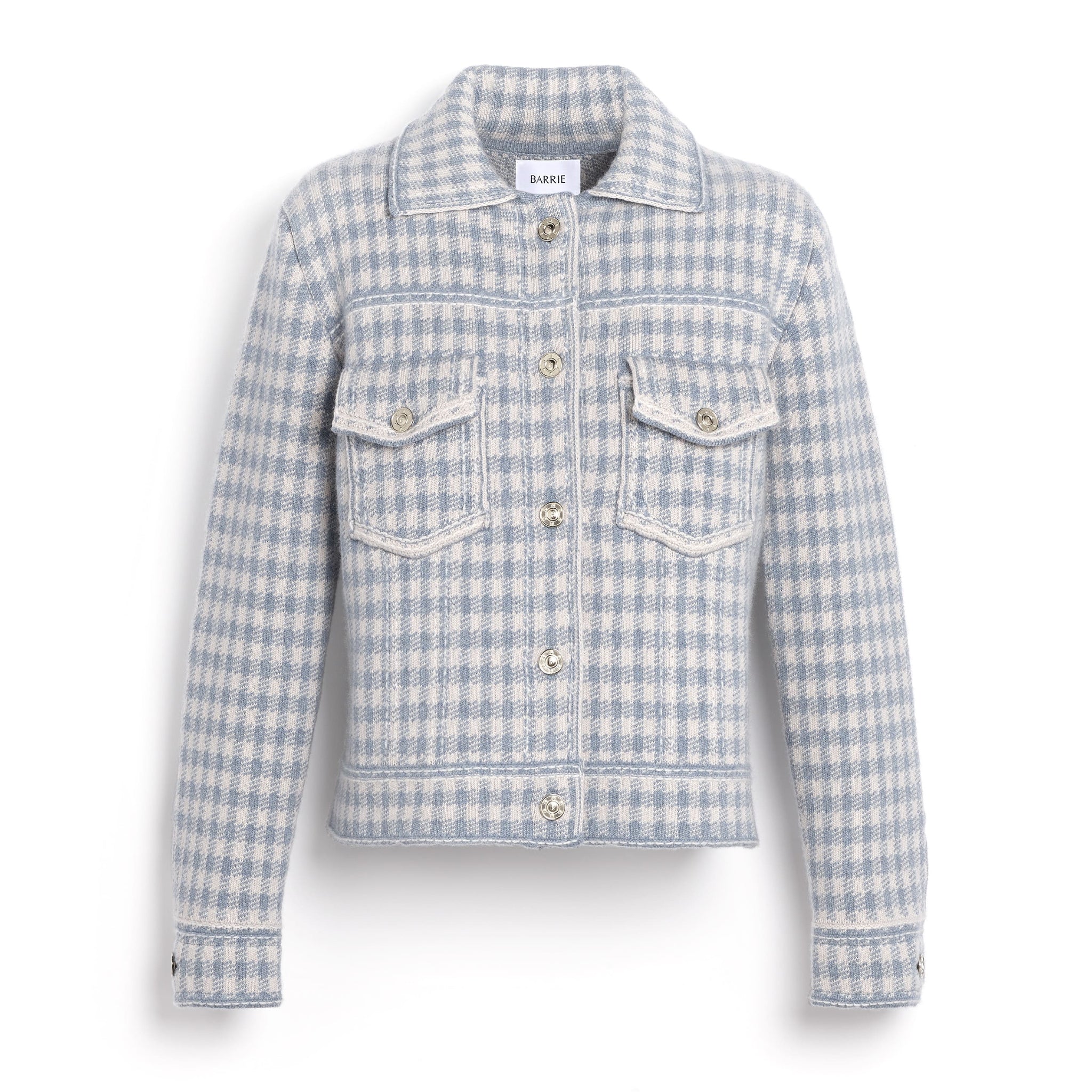 Veste Denim ajustée en cachemire et coton à motif vichy | Barrie - Barrie