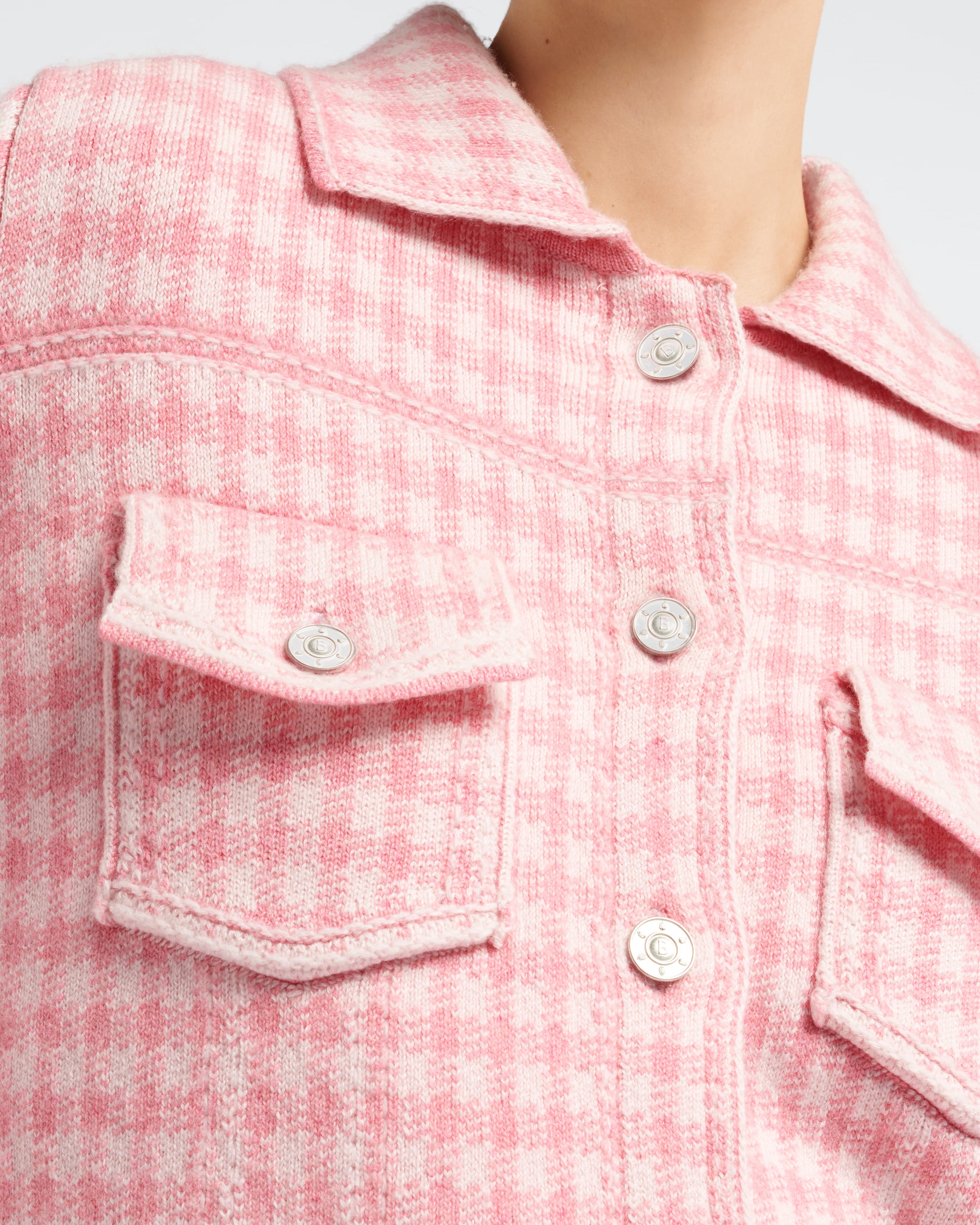 Veste Denim ajustée en cachemire et coton à motif vichy | Barrie - Barrie