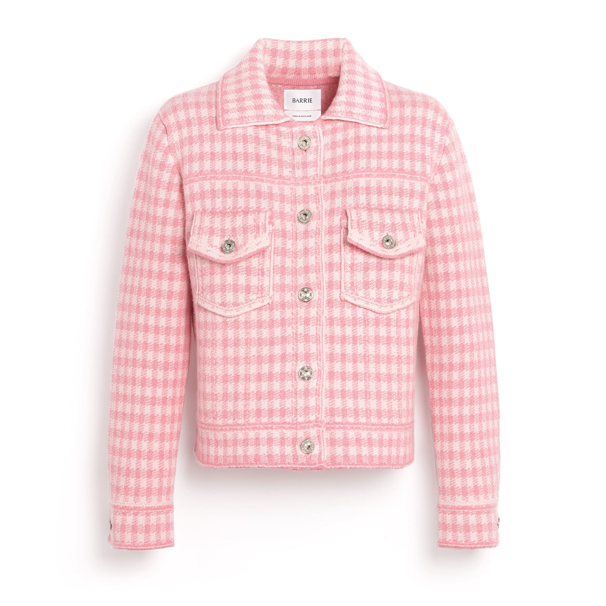 Veste Denim ajustée en cachemire et coton à motif vichy | Barrie - Barrie