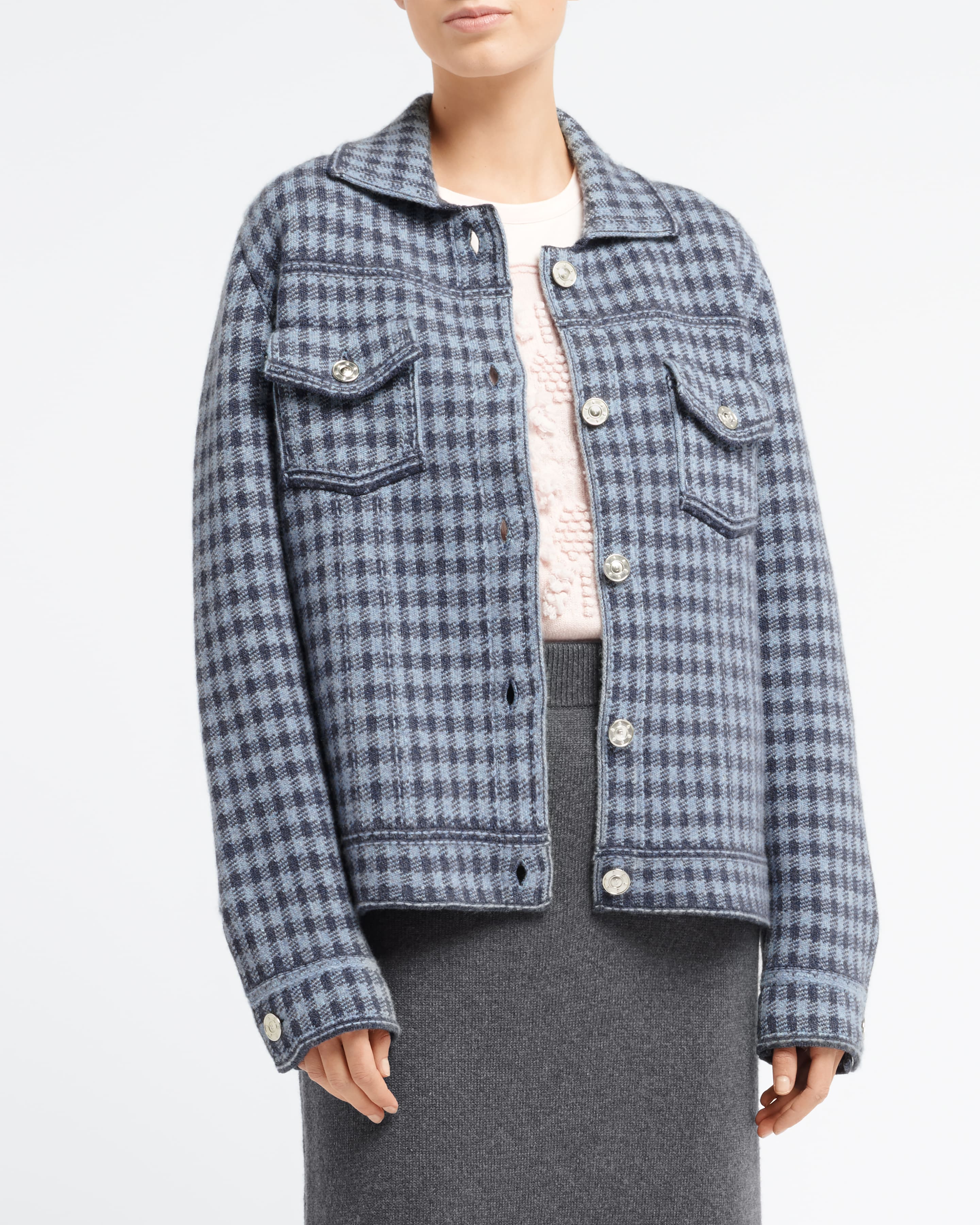 Checkered jean jacket outlet