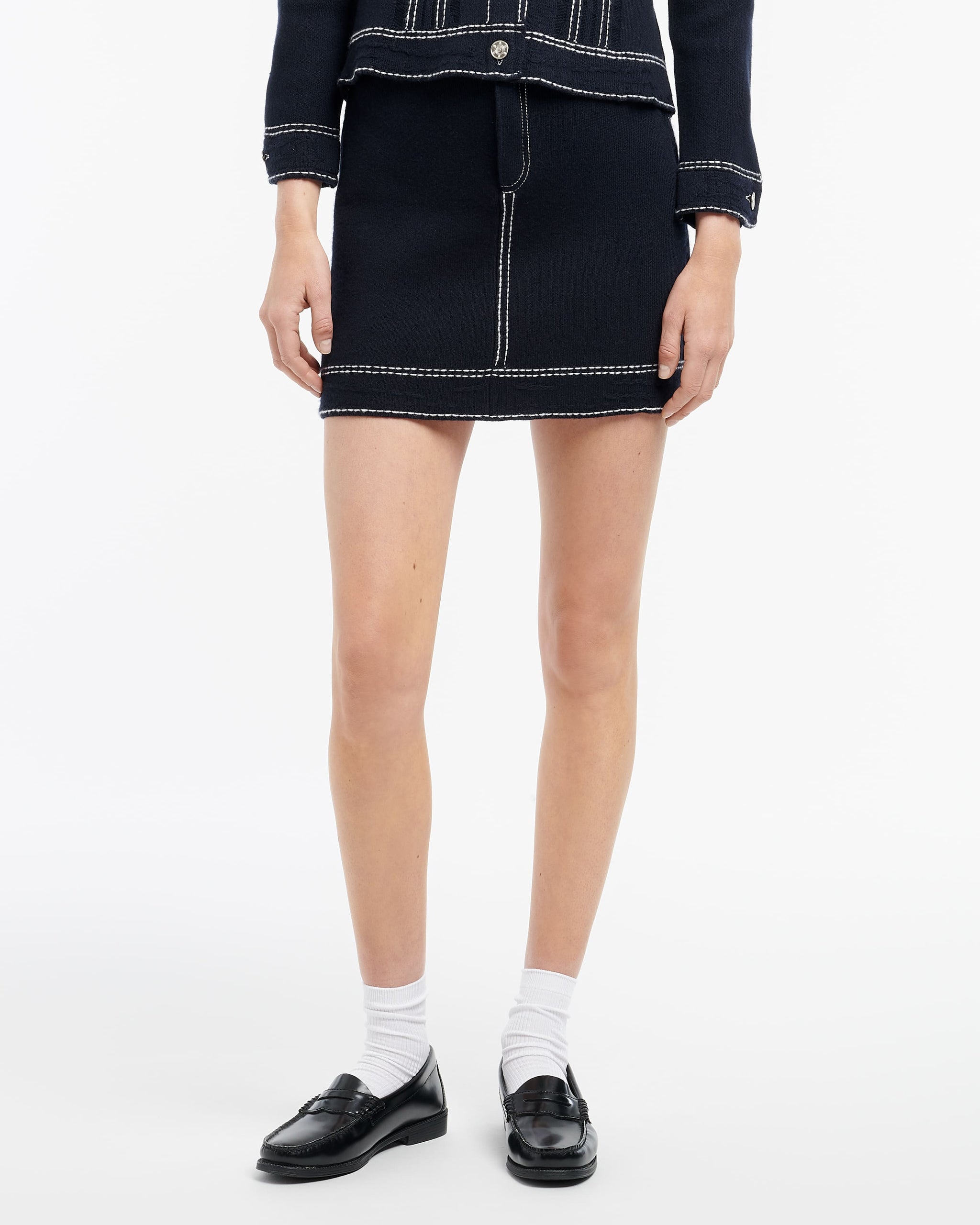 캐시미어와 면 데님 스커트 | Barrie - Barrie