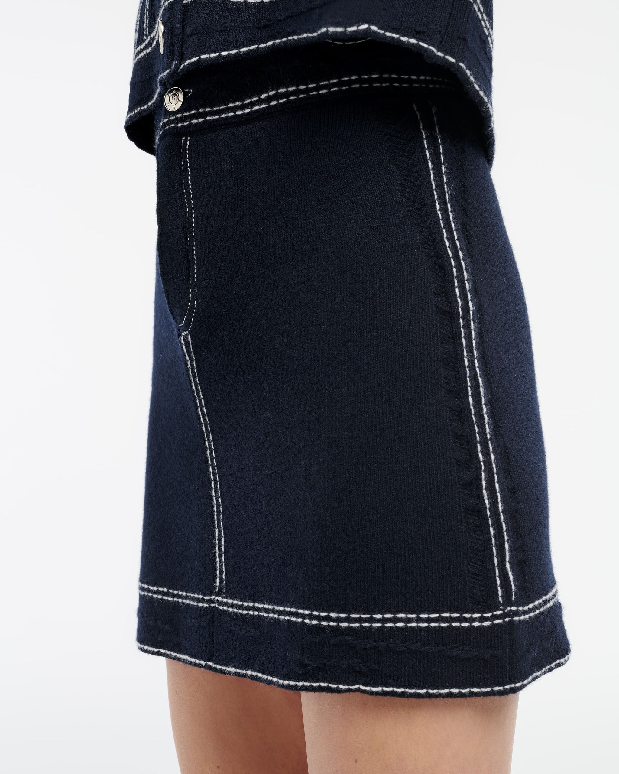 Denim cashmere and cotton skirt | Barrie - Barrie