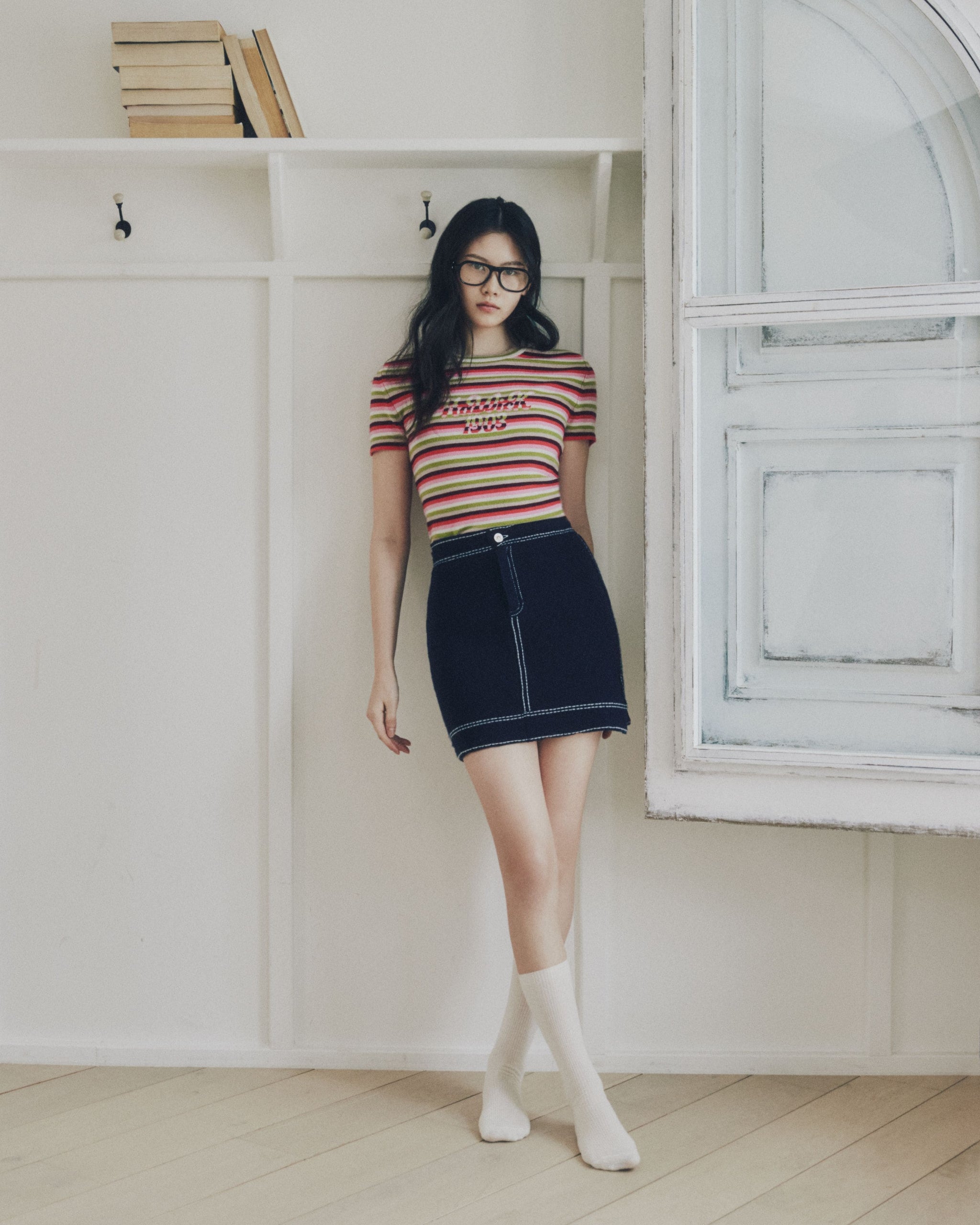 캐시미어와 면 데님 스커트 | Barrie - Barrie