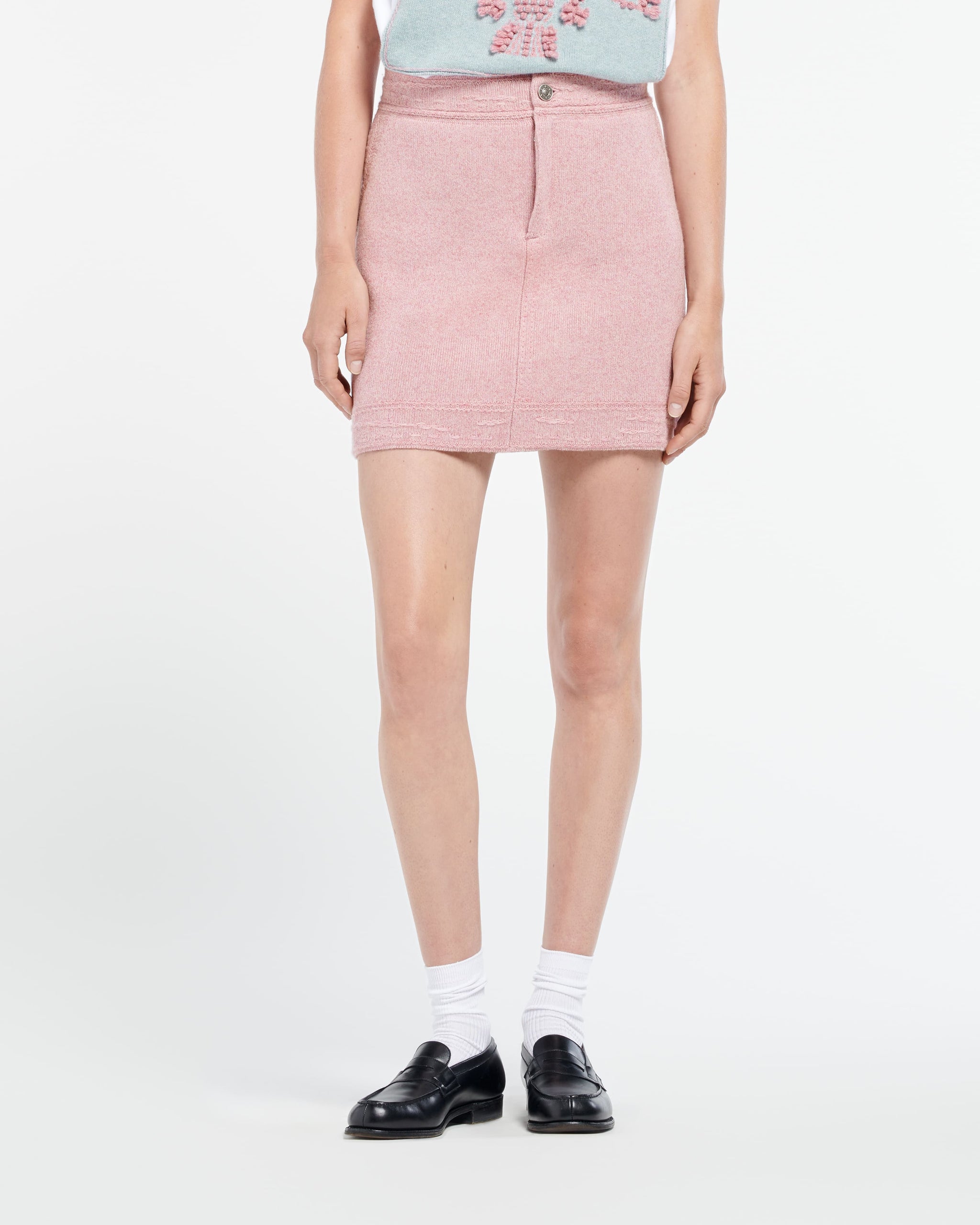 Denim cashmere and cotton skirt | Barrie - Barrie