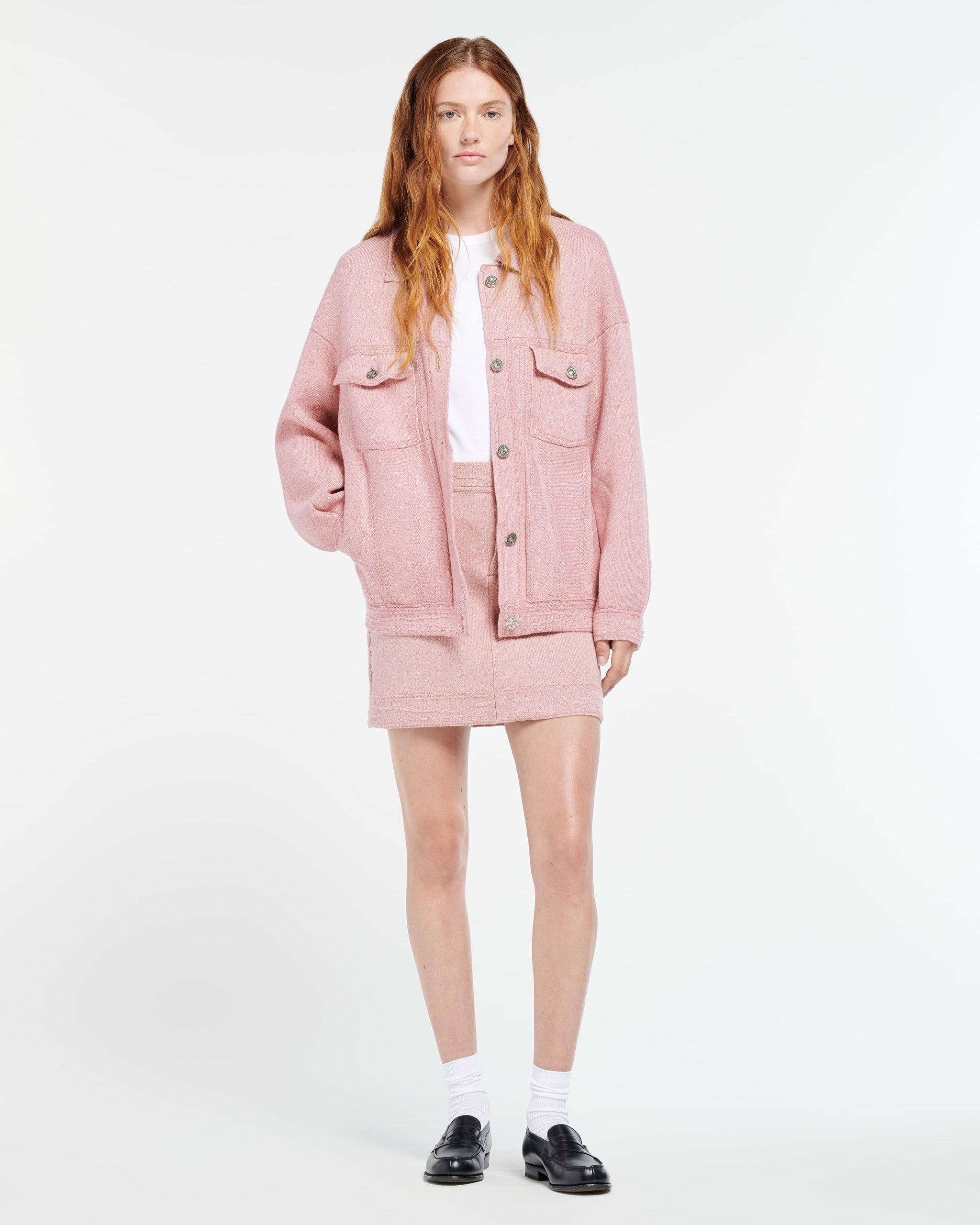 Denim cashmere and cotton skirt | Barrie - Barrie