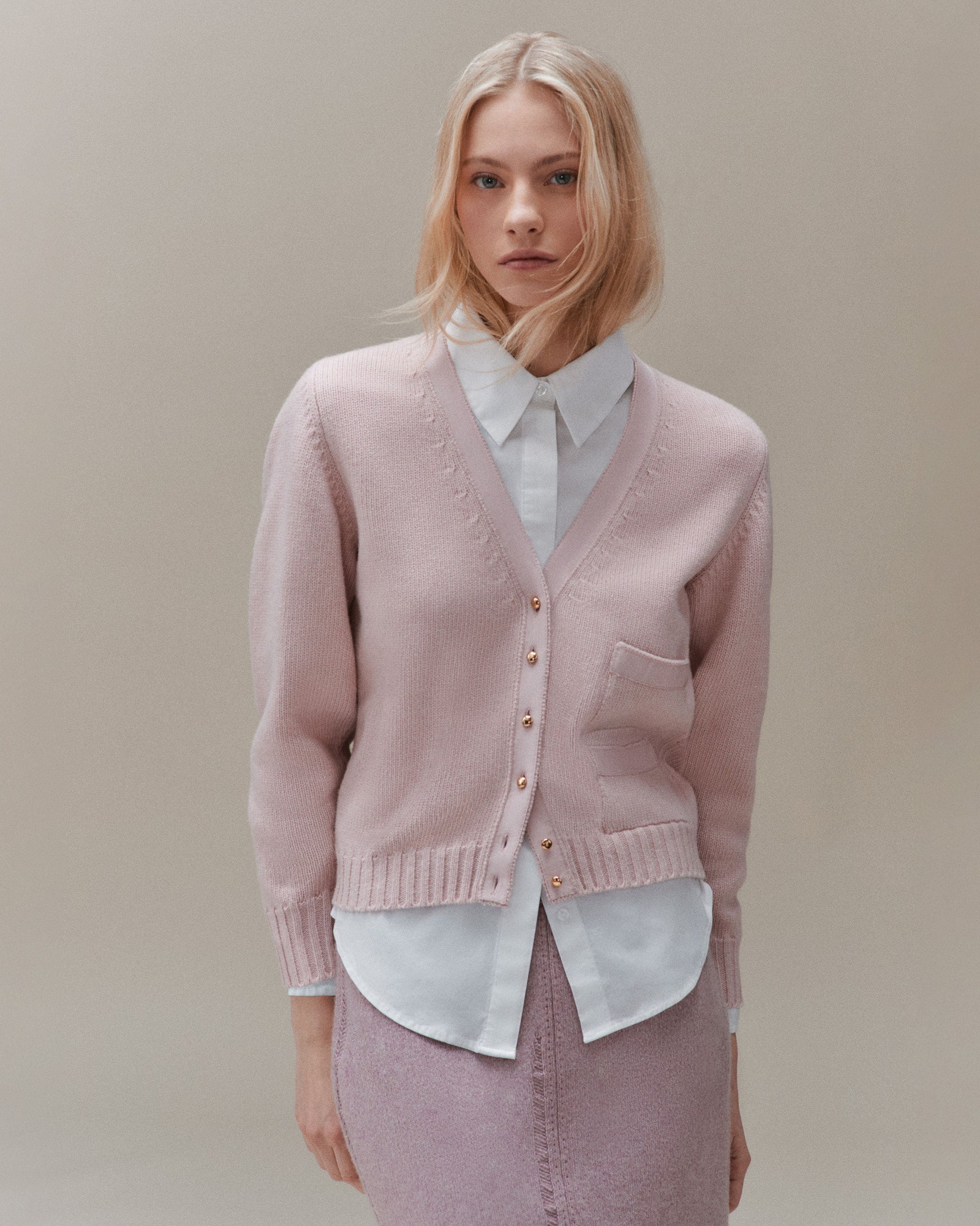 Denim cashmere and cotton skirt | Barrie - Barrie