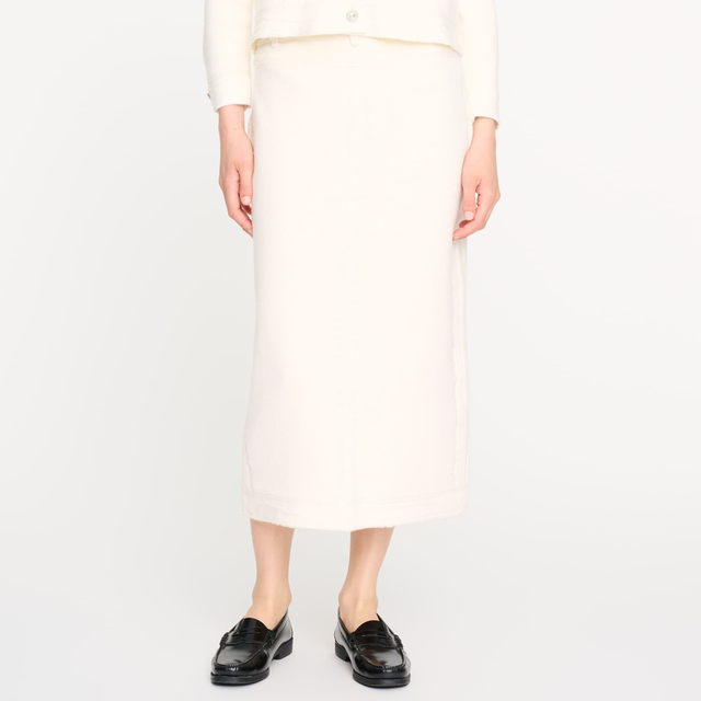 Long Denim skirt in cashmere and cotton | Barrie - Barrie