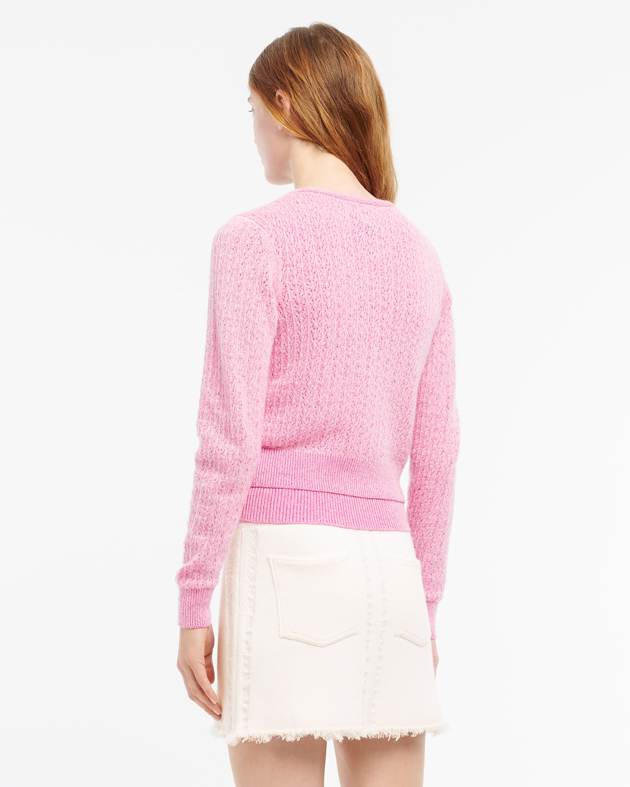 Denim fringed cashmere and cotton miniskirt  | Barrie - Barrie