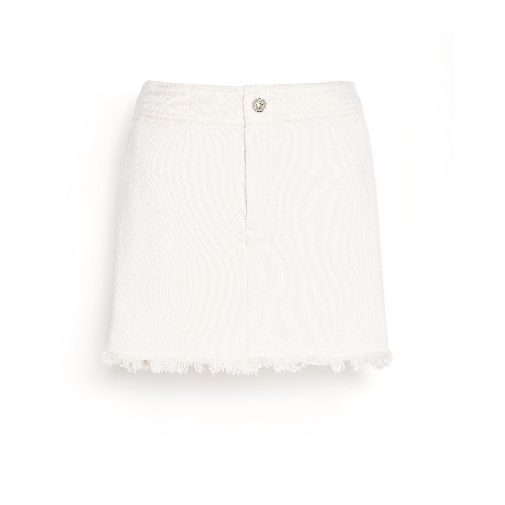 Denim fringed cashmere and cotton miniskirt  | Barrie - Barrie