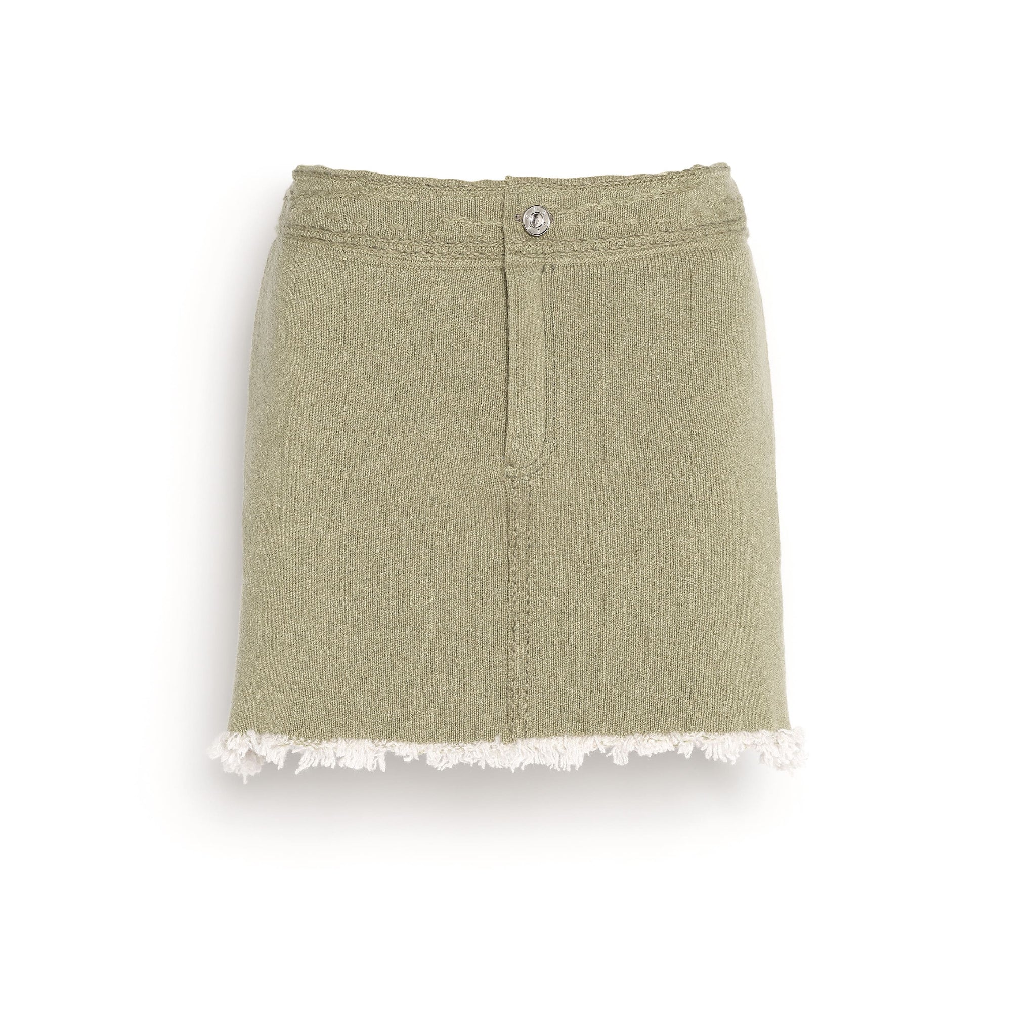 Denim fringed cashmere and cotton miniskirt  | Barrie - Barrie