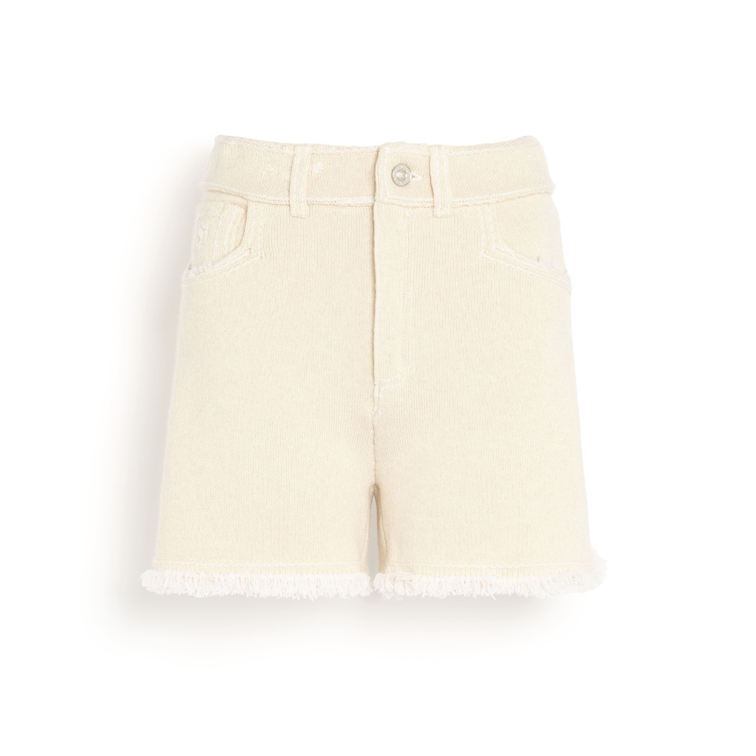 White denim fringe shorts cheap