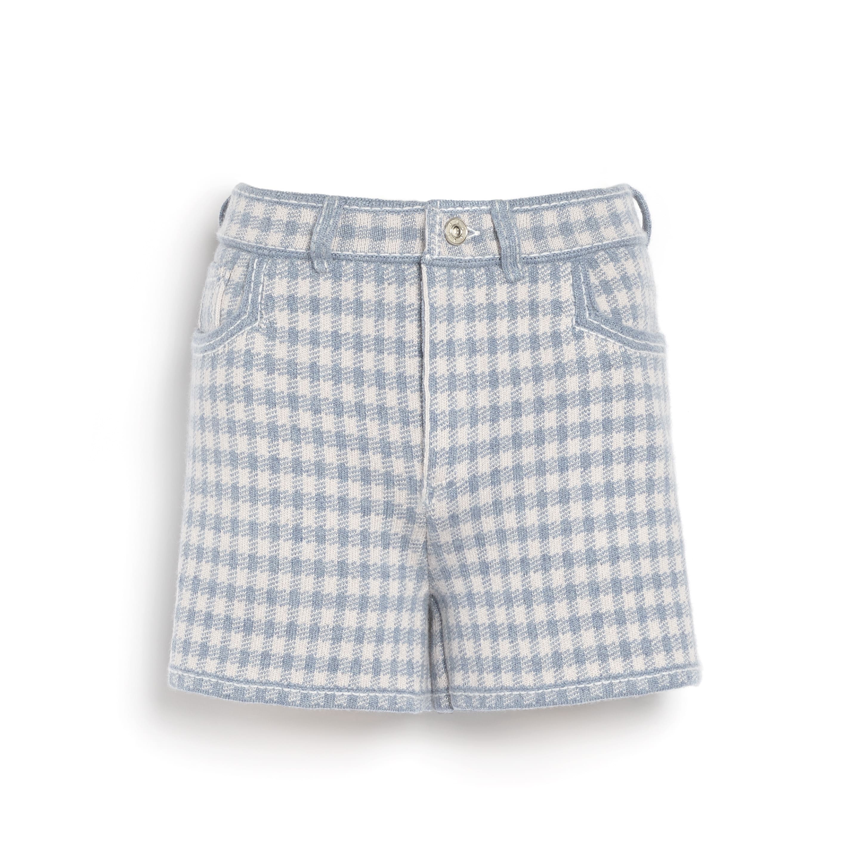 Short Denim en cachemire et coton à motif vichy