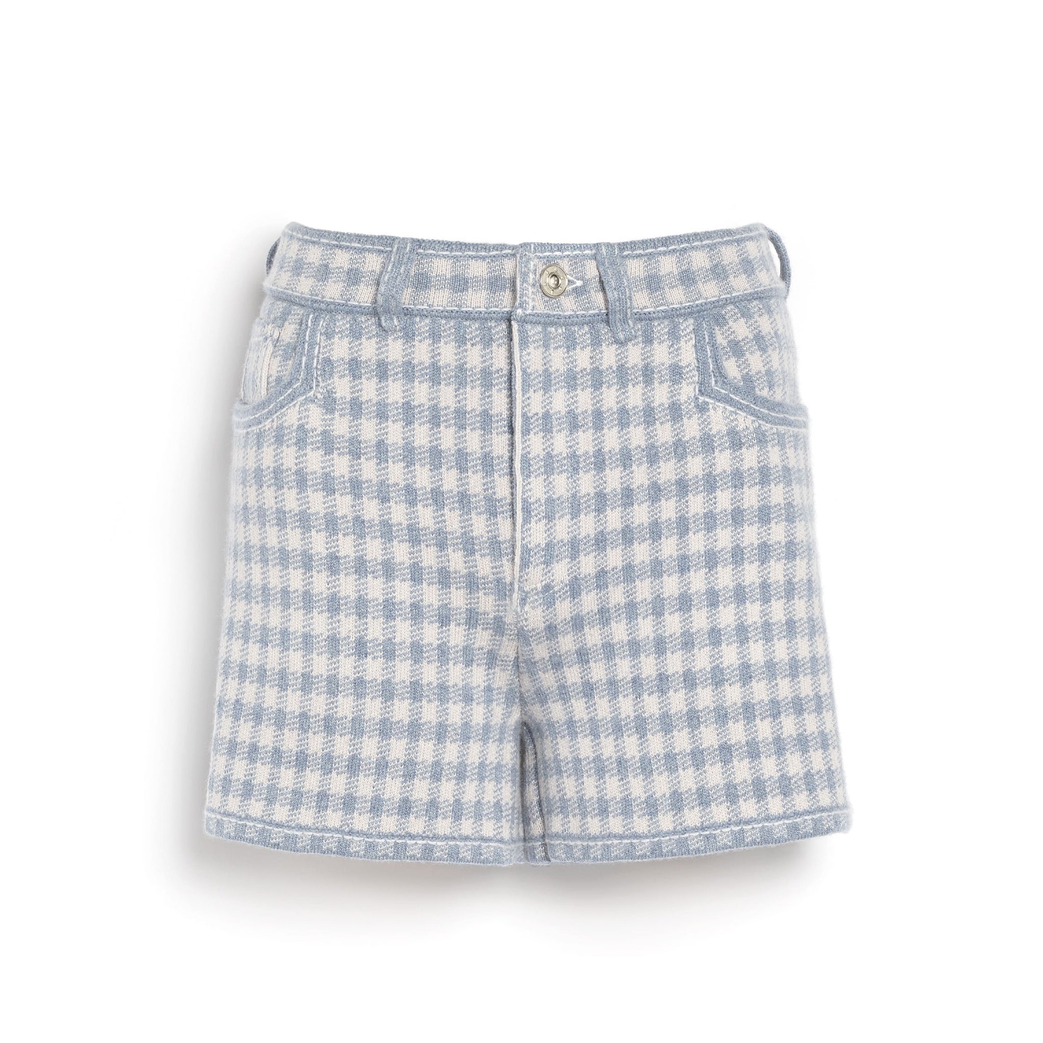 Short Denim en cachemire et coton à motif vichy | Barrie - Barrie