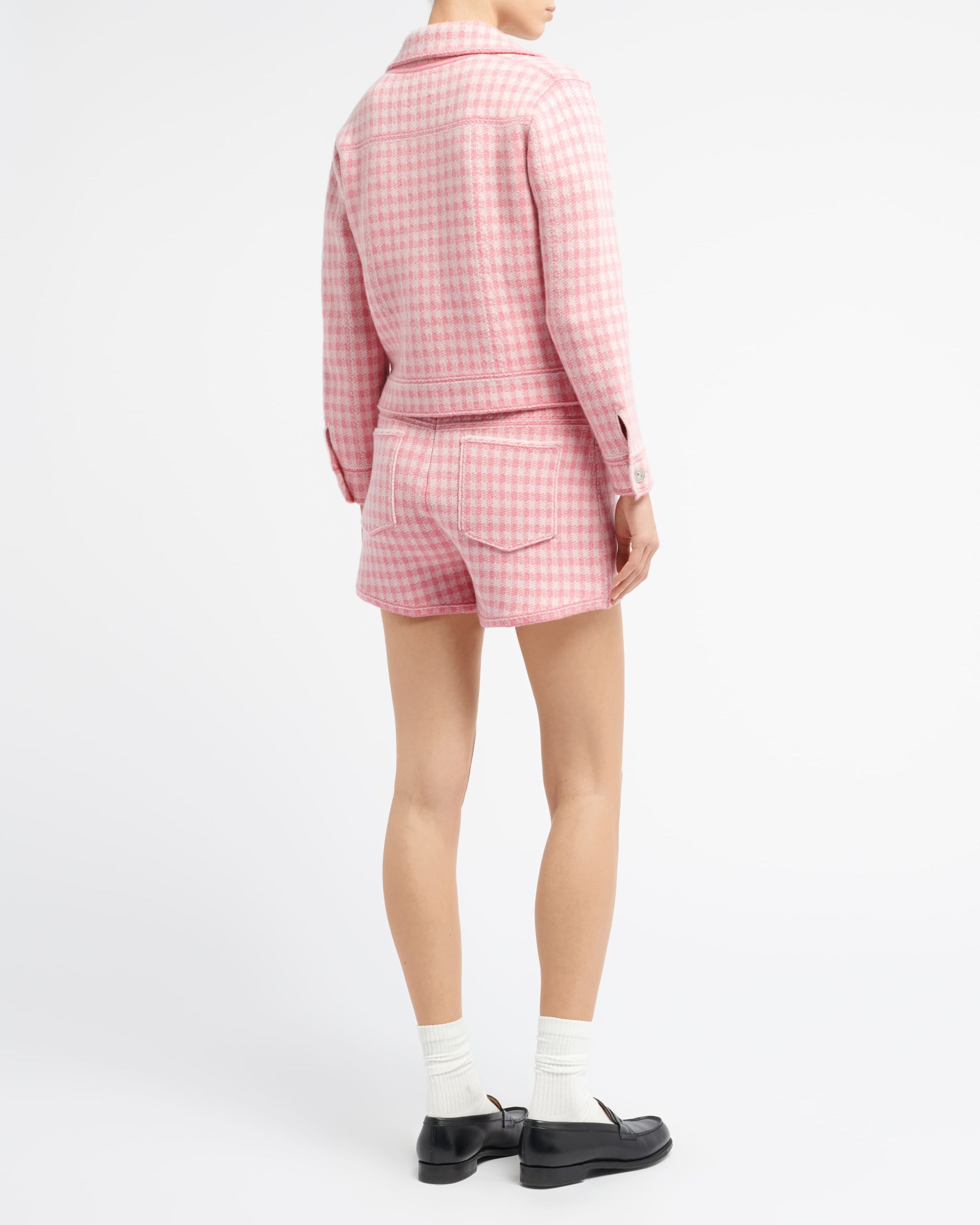 Short Denim en cachemire et coton à motif vichy | Barrie - Barrie