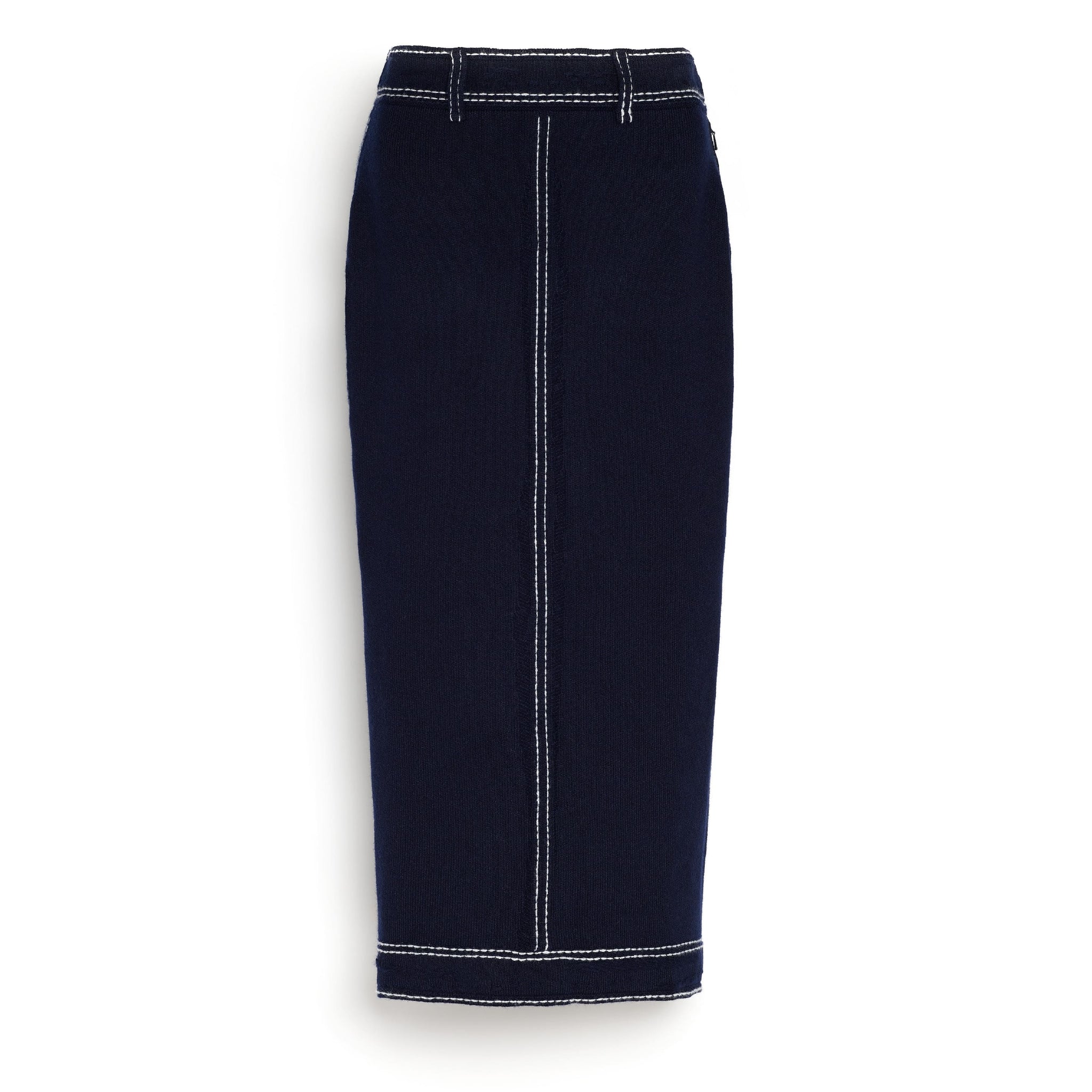 Long Denim skirt in cashmere and cotton | Barrie - Barrie