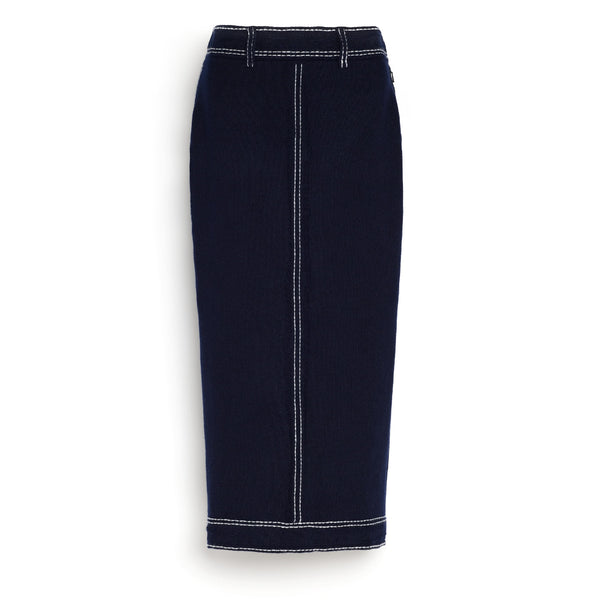 Long Denim skirt in cashmere and cotton – Barrie